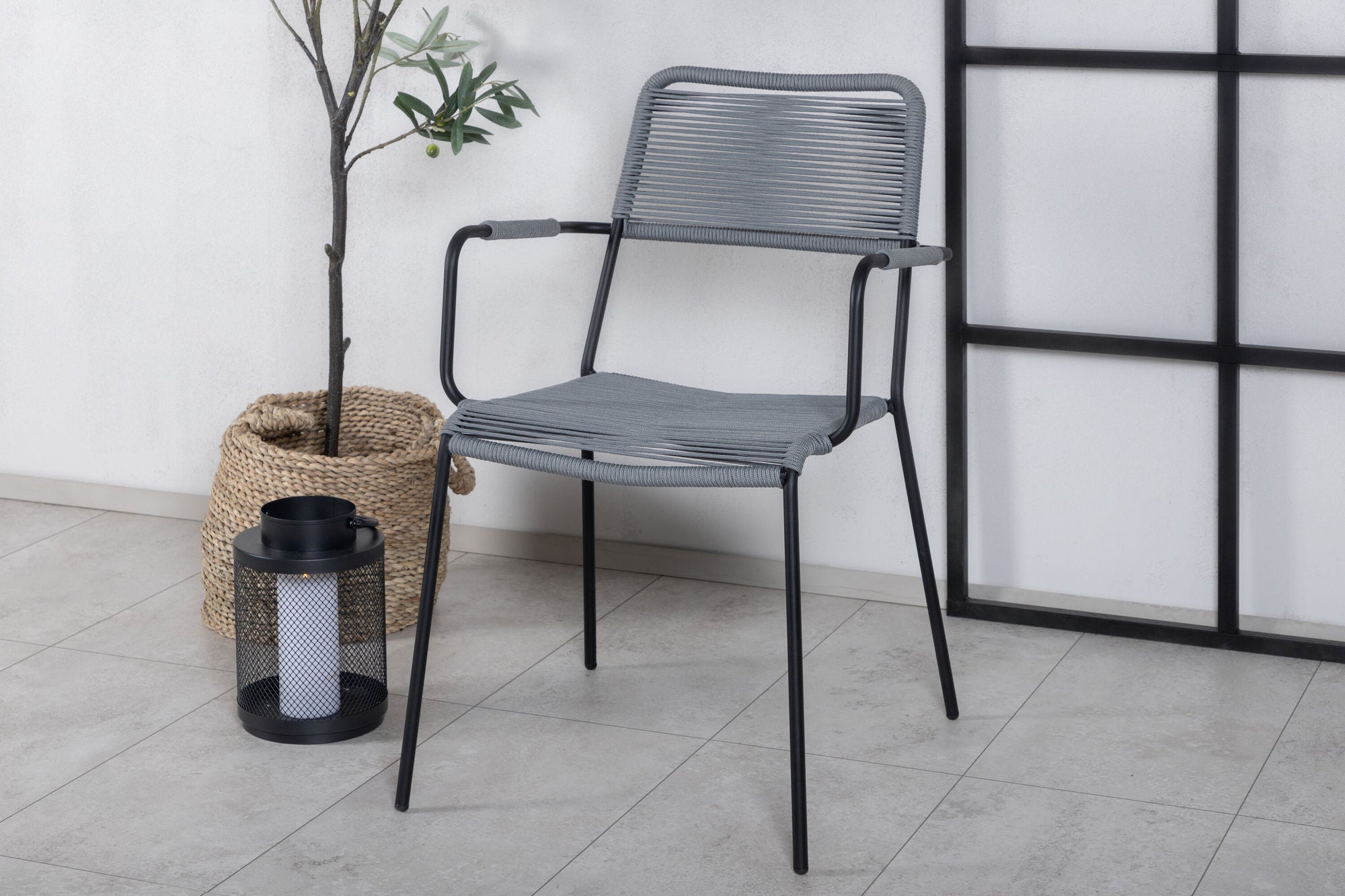 Venture Home Lindos Armchair 2-pack - Black Alu / Grey Rope