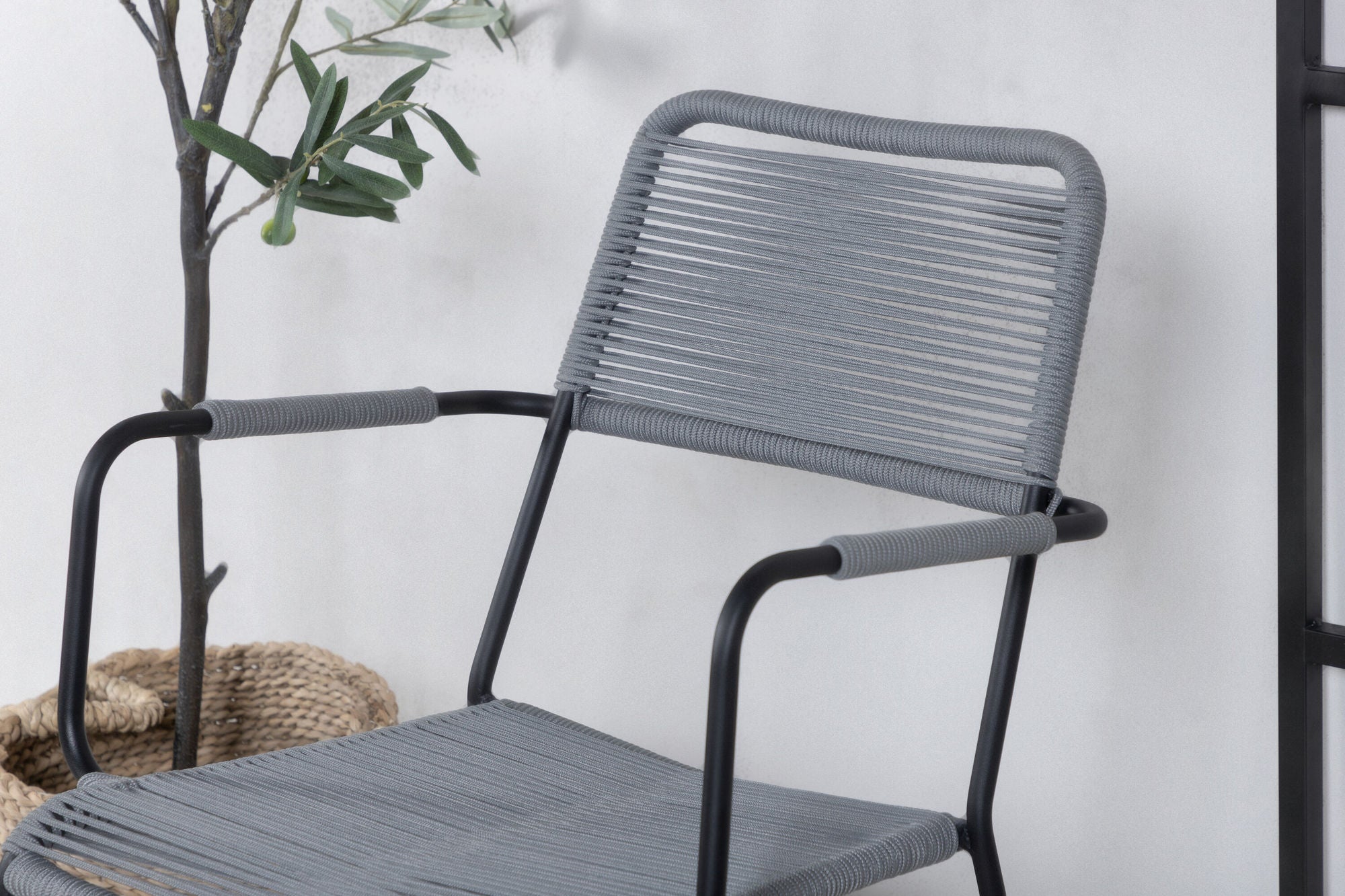 Venture Home Lindos Armchair 2-pack - Black Alu / Grey Rope