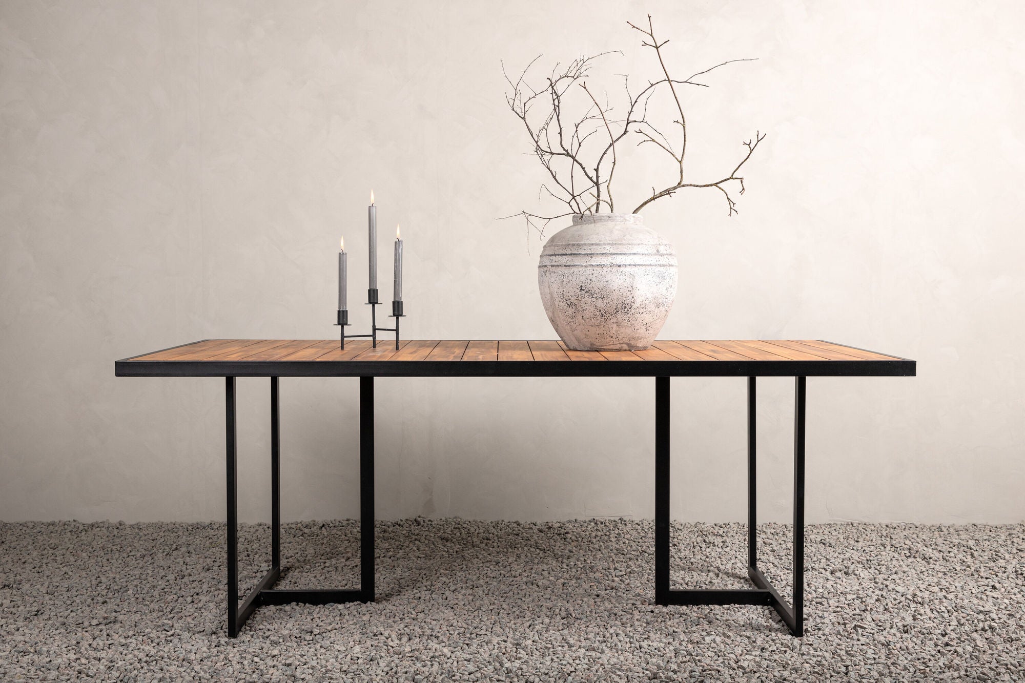 Venture Home Khung spisebord - Black Steel / Acacia (teklook) - 200*100cm