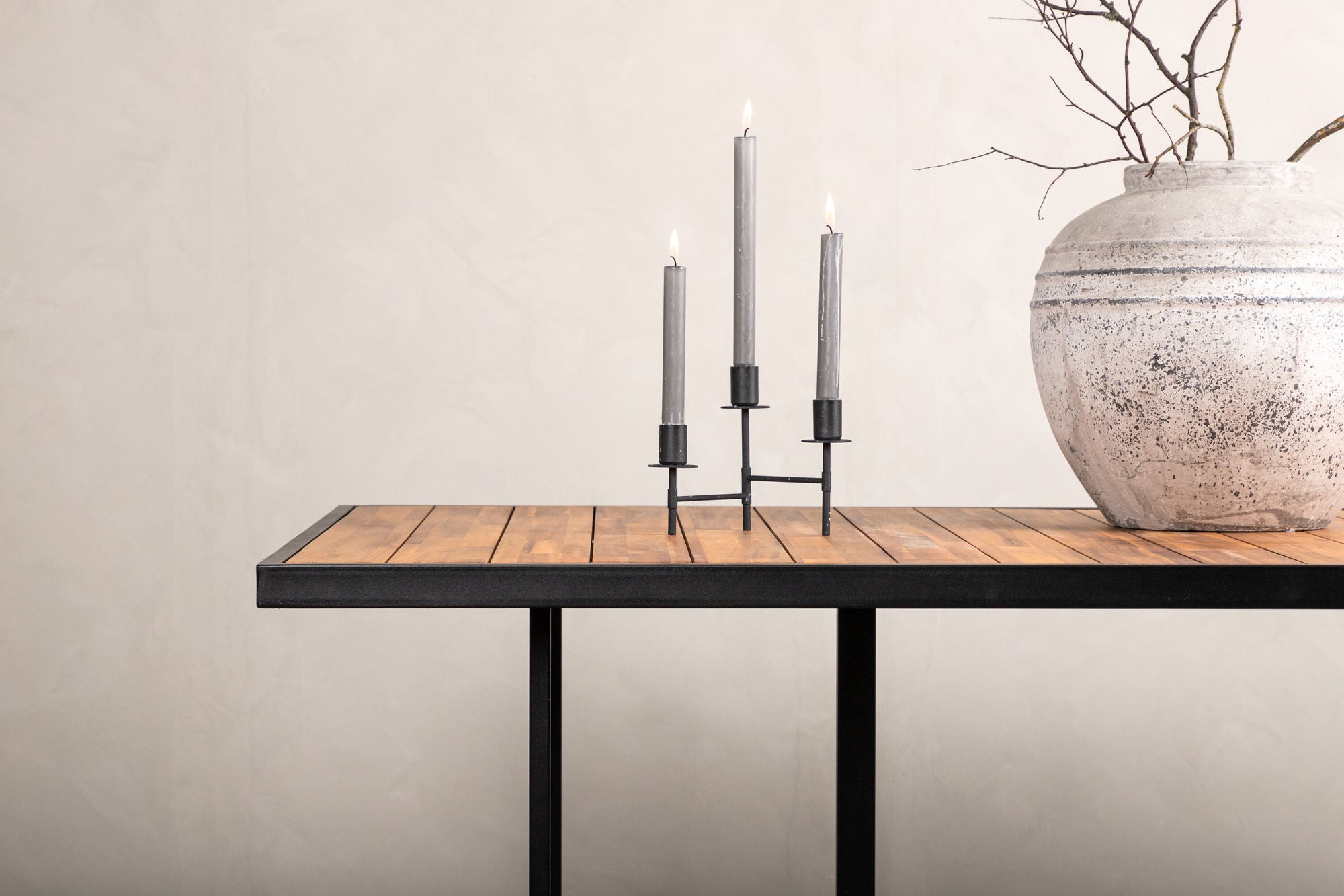 Venture Home Khung spisebord - Black Steel / Acacia (teklook) - 200*100cm
