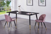 Venture Home Dipp spisebord - 180*90cm - Black Veneer / black legs w brass dipp