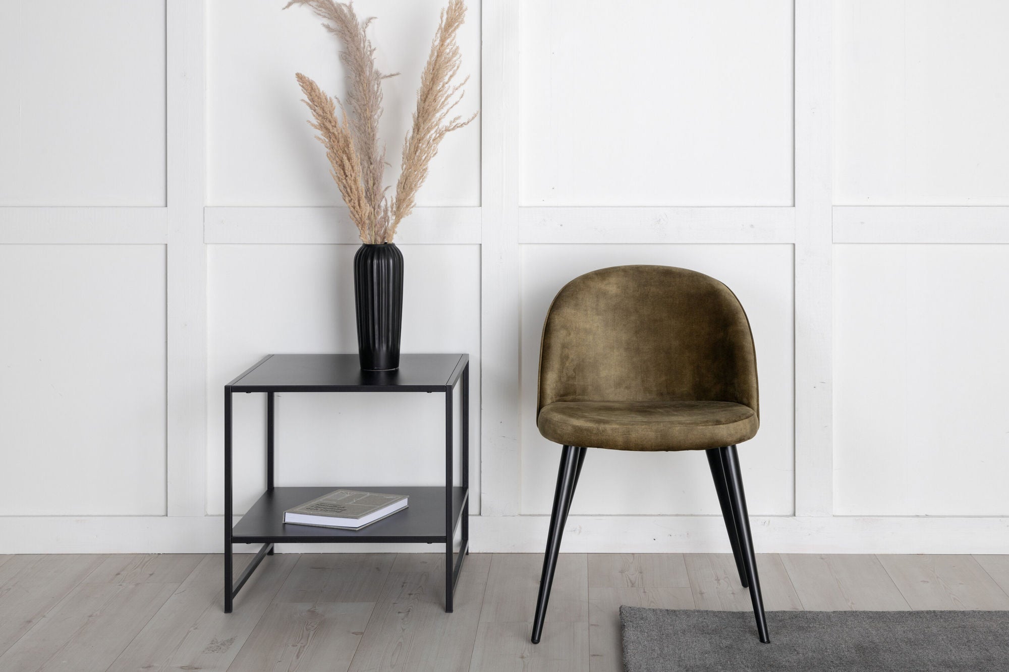 Venture Home Velvet Spisebordsstol 2-pack - Black legs - Dusty Green Velvet