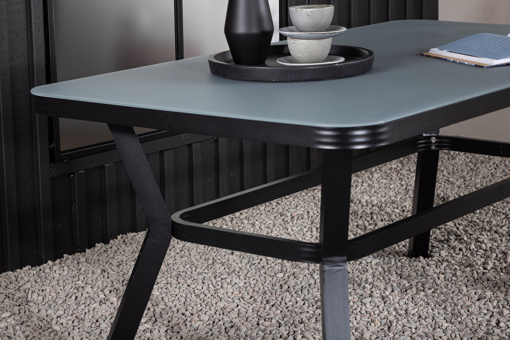 Venture Home Virya spisebord - BLACK Alu / Grey Glass - small bord