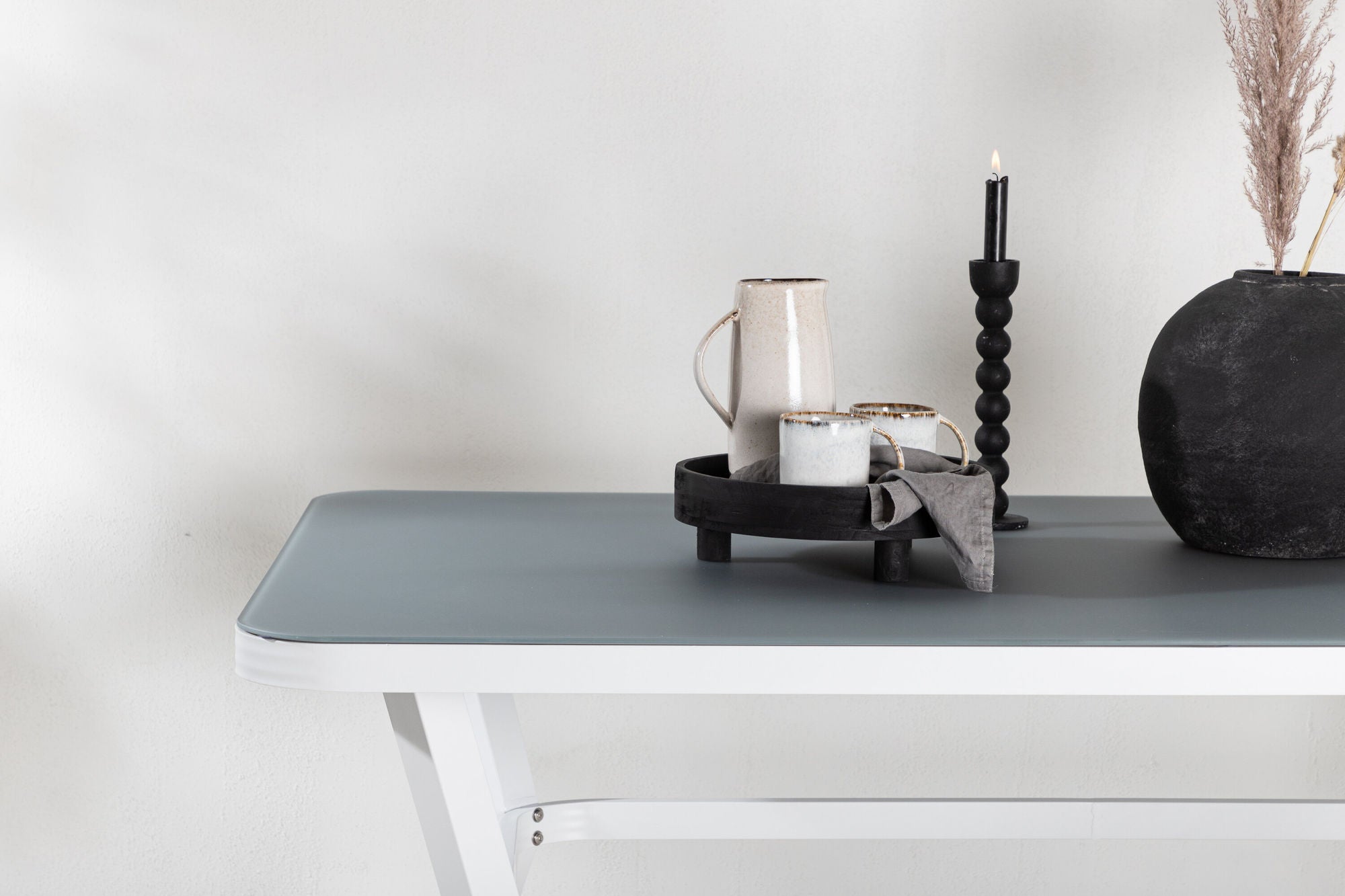 Venture Home Virya spisebord - White Alu / Grey Glass - small bord
