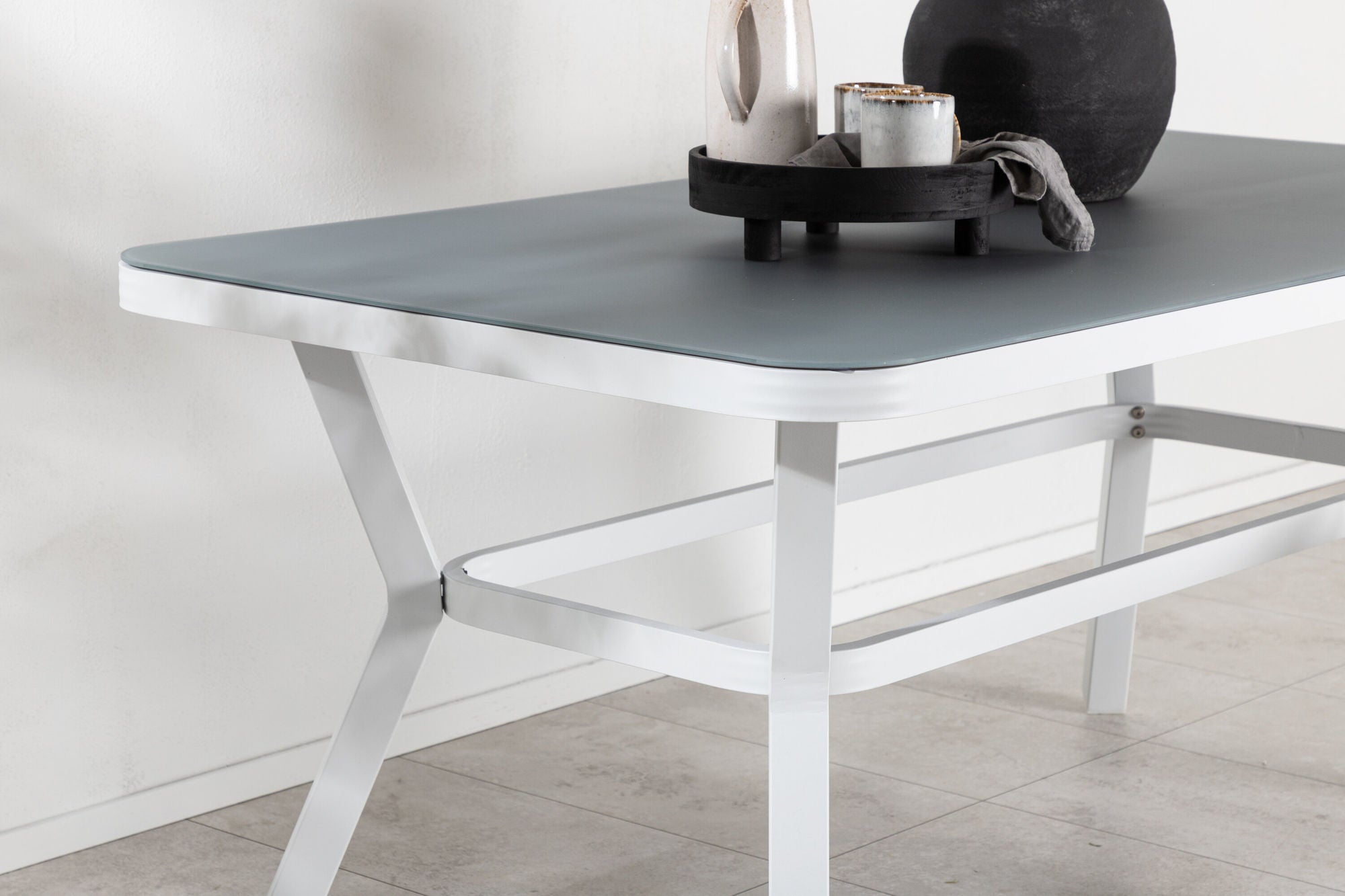 Venture Home Virya spisebord - White Alu / Grey Glass - small bord