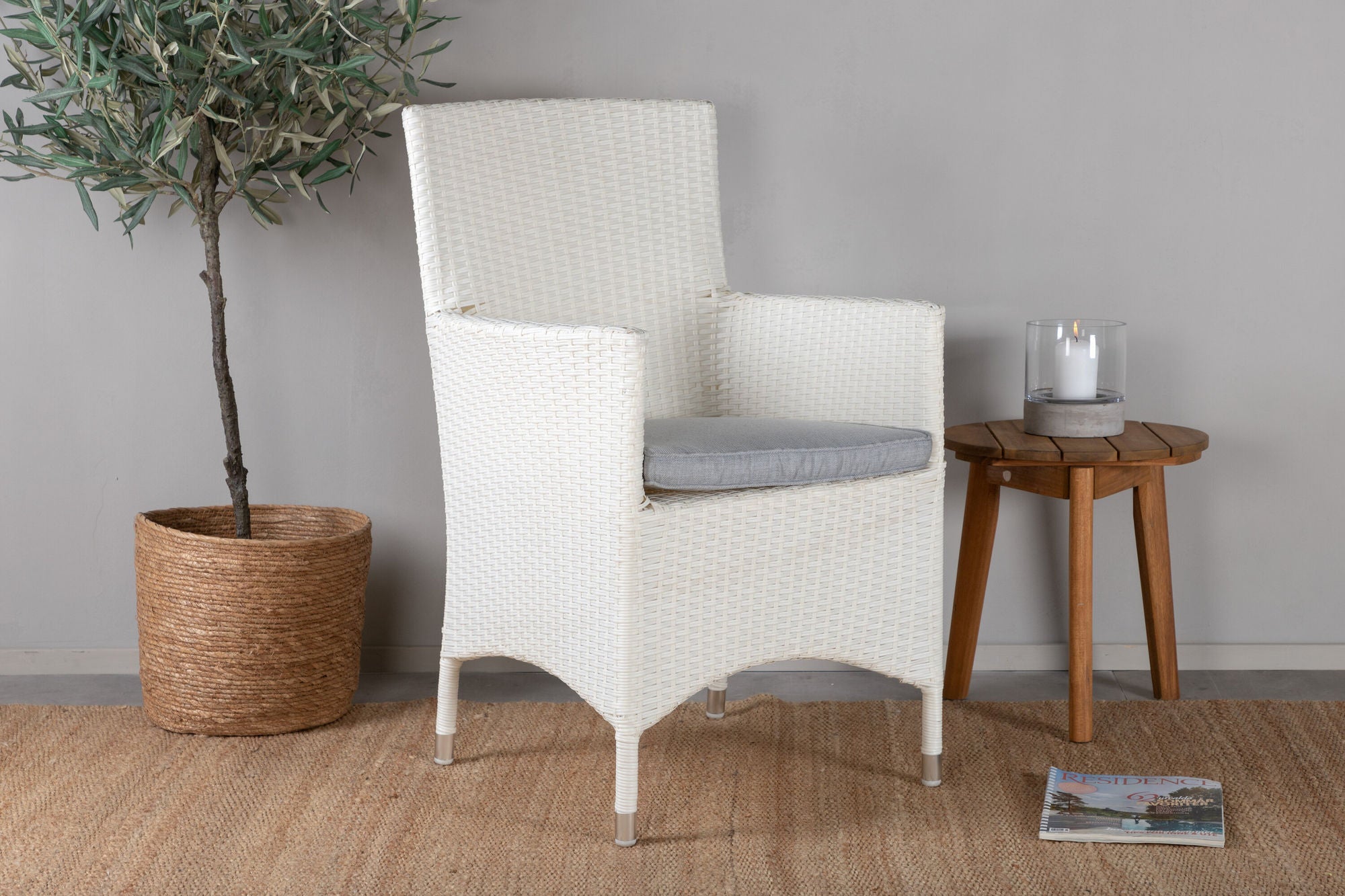 Venture Home Malin Karmstol Med Dyna 2-pack - Vit / Grå Dyna