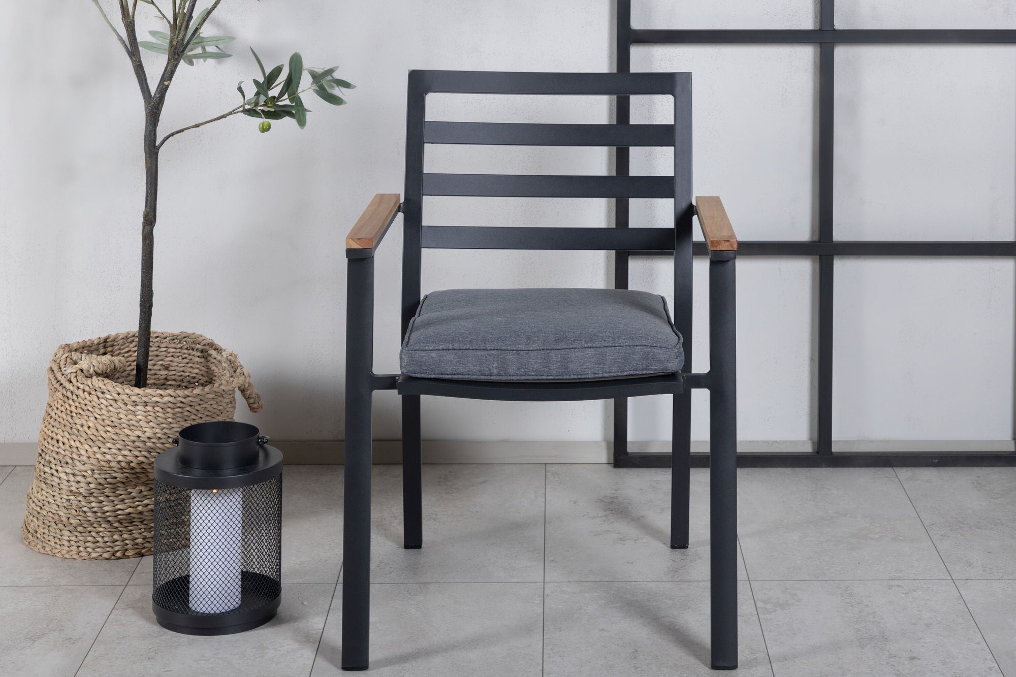 Venture Home Brasilia Karmstol 2-pack (stapelbar) - Svart Alu / Teak