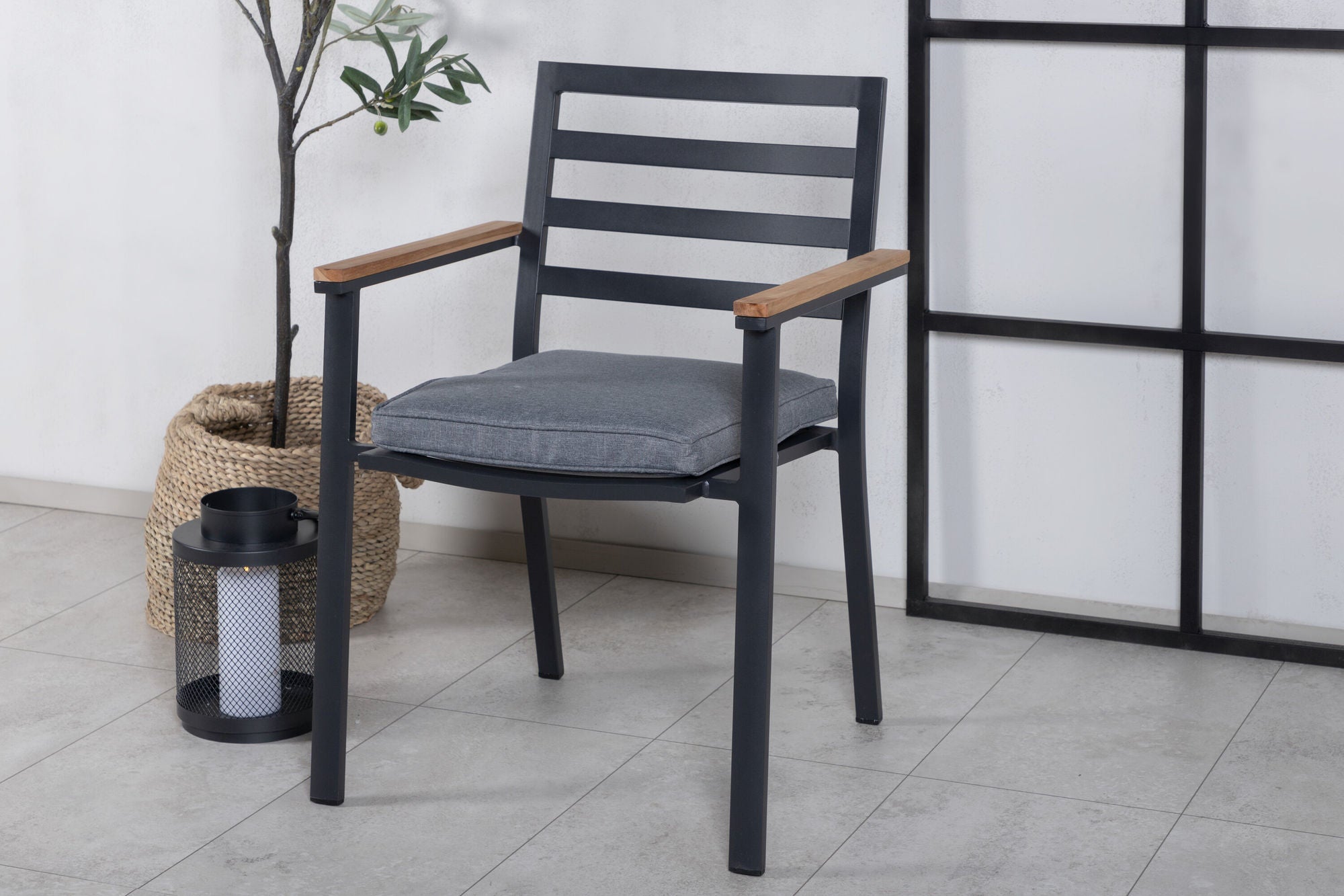 Venture Home Brasilia Karmstol 2-pack (stapelbar) - Svart Alu / Teak