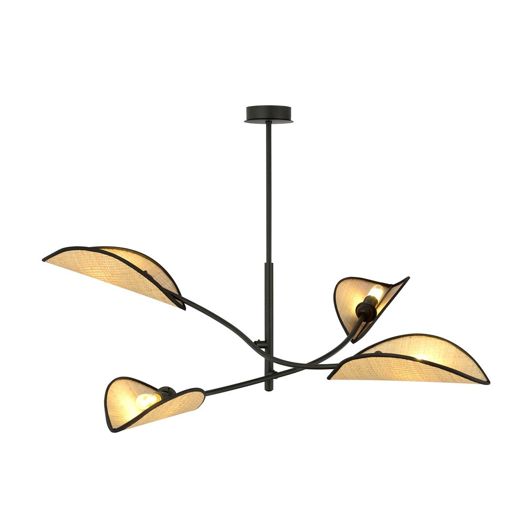 LOTUS 4 SORT/RATTAN Loftlampe