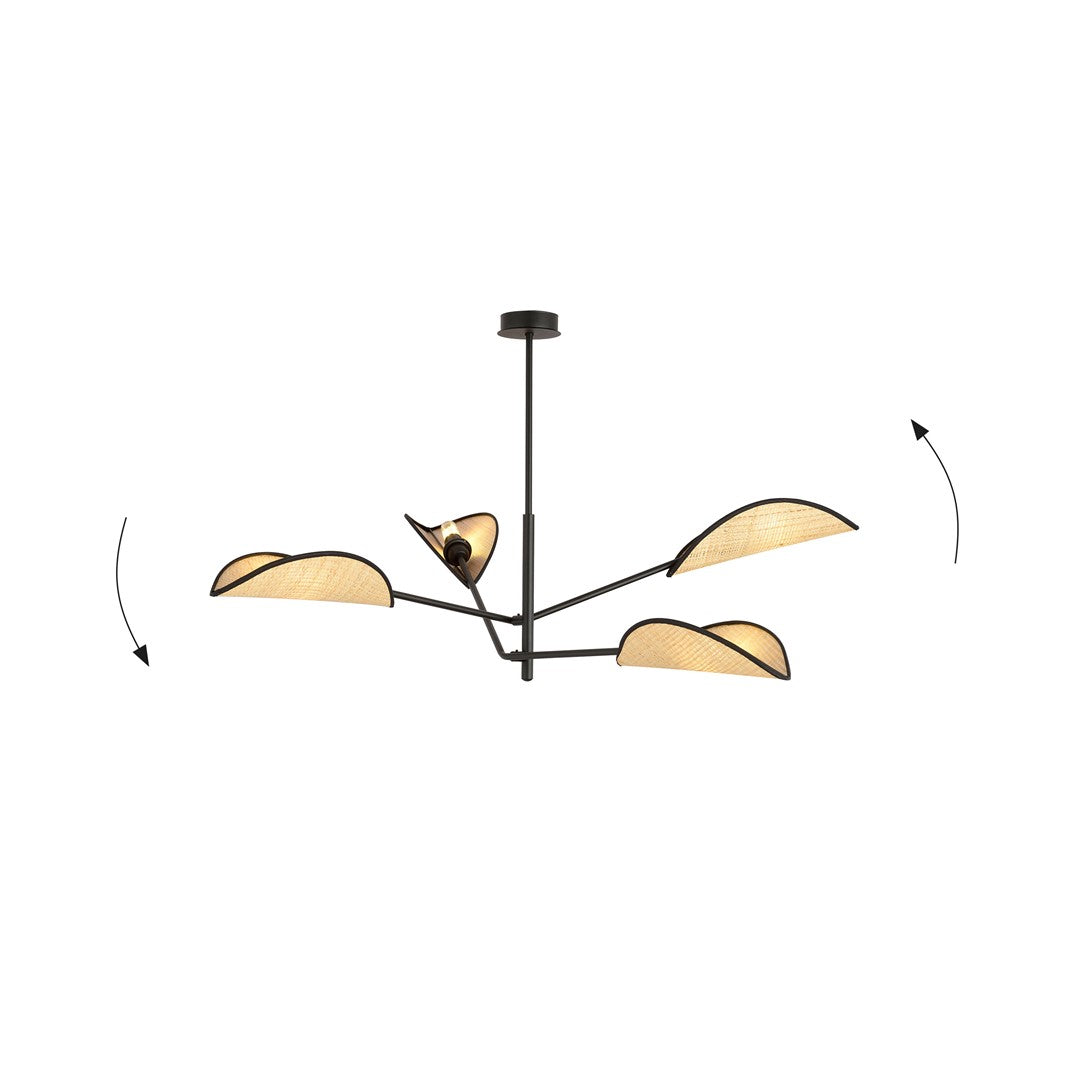 VENE 4 SORT/RATTAN Loftlampe