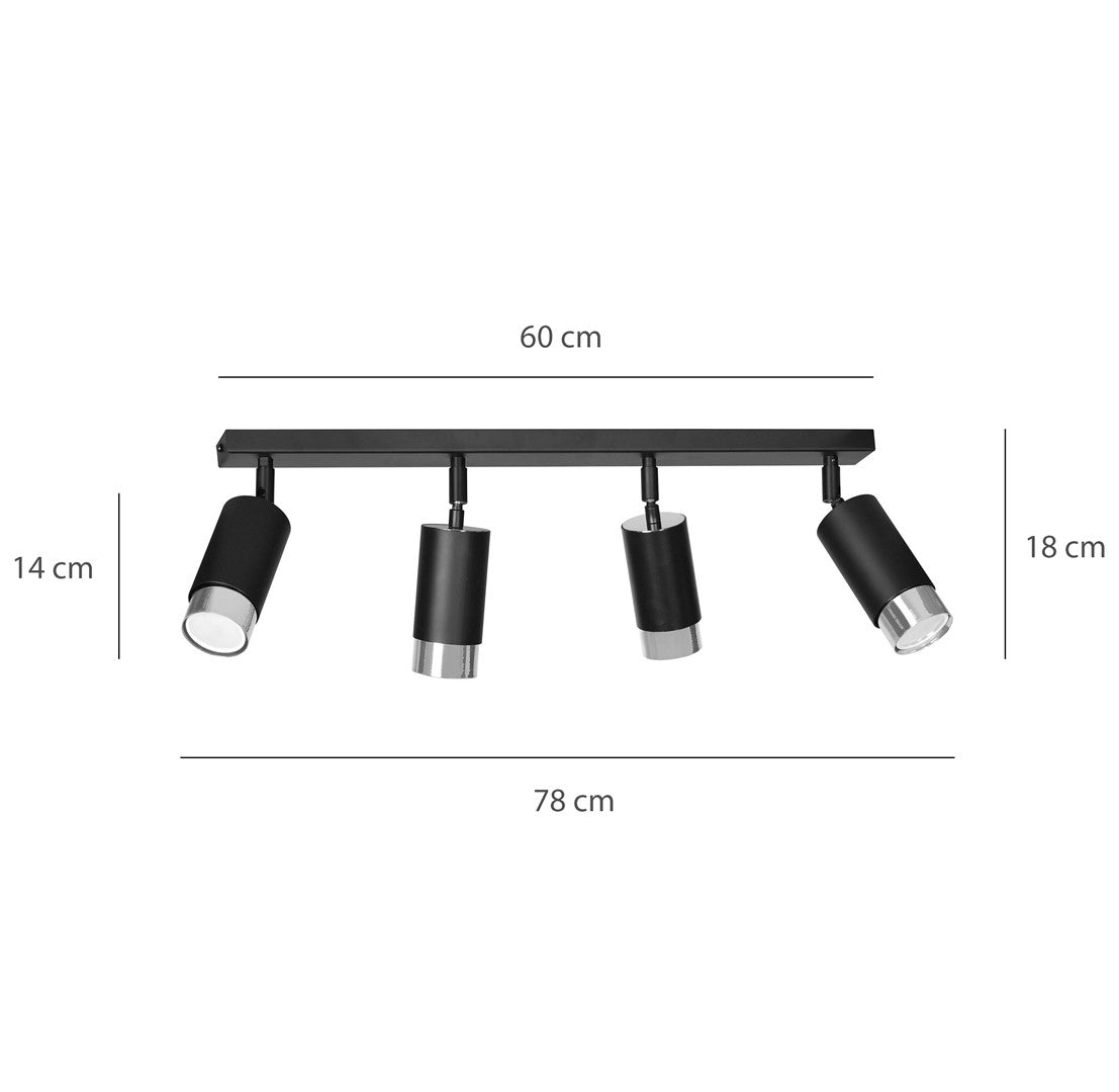 HIRO 4 BLÅ/KROM Loftlampe