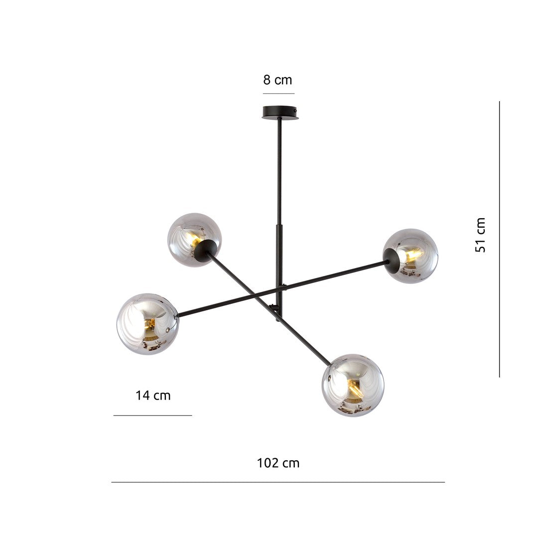 LINEAR 4 SORT/GRAFIT Loftlampe
