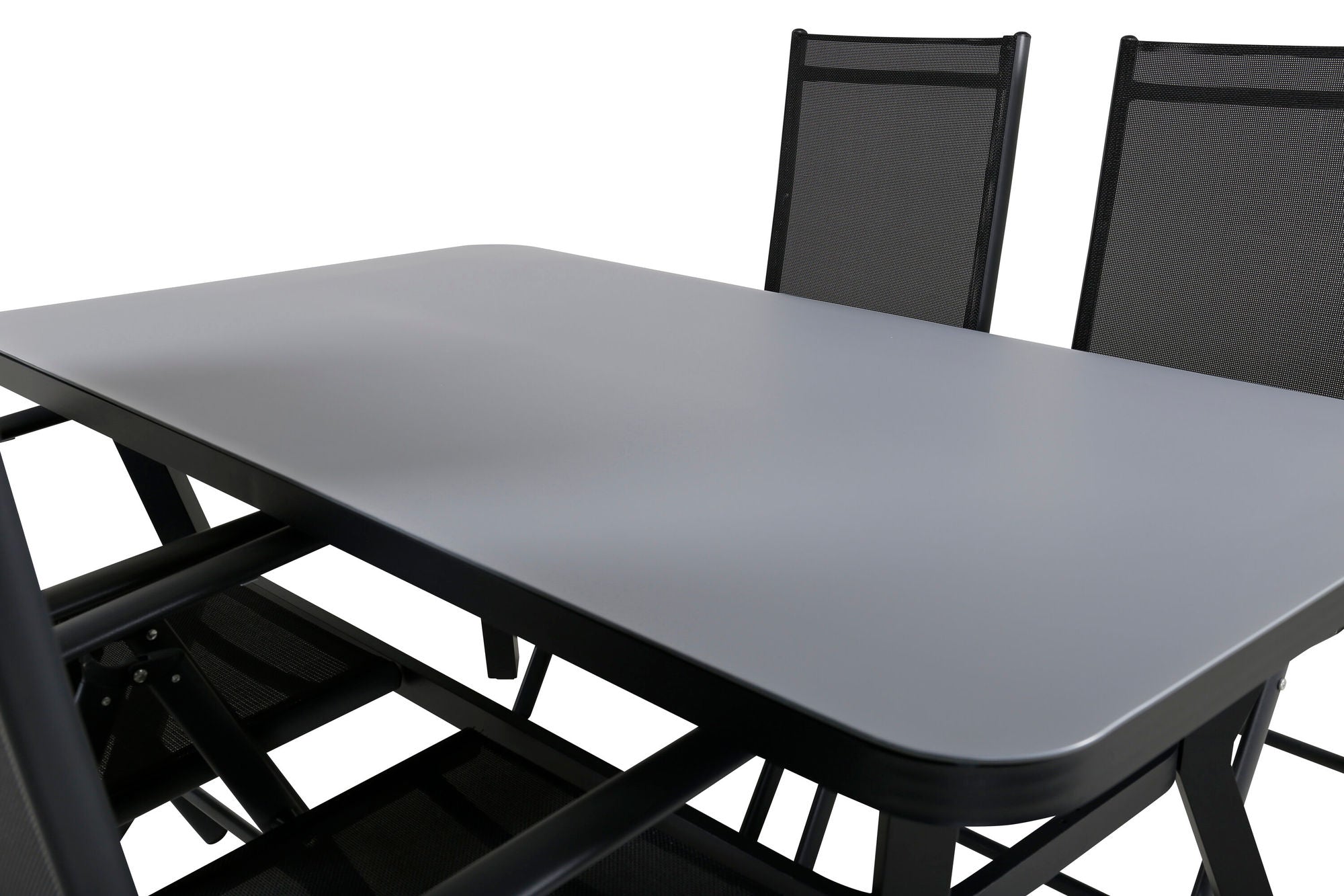 Venture Home Virya spisebord - BLACK Alu / Grey Glass - small bord+Break 5:pos stol - Black/Black_4