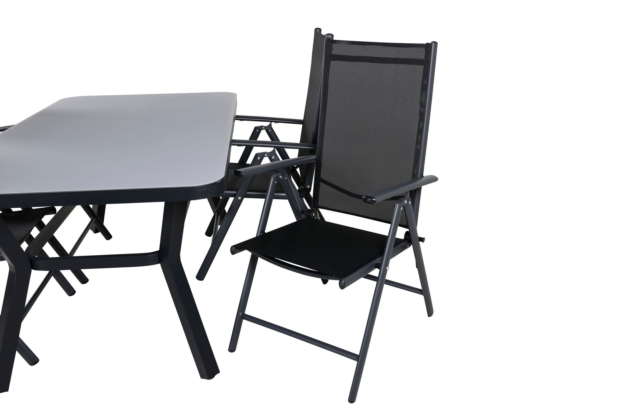 Venture Home Virya spisebord - BLACK Alu / Grey Glass - small bord+Break 5:pos stol - Black/Black_4
