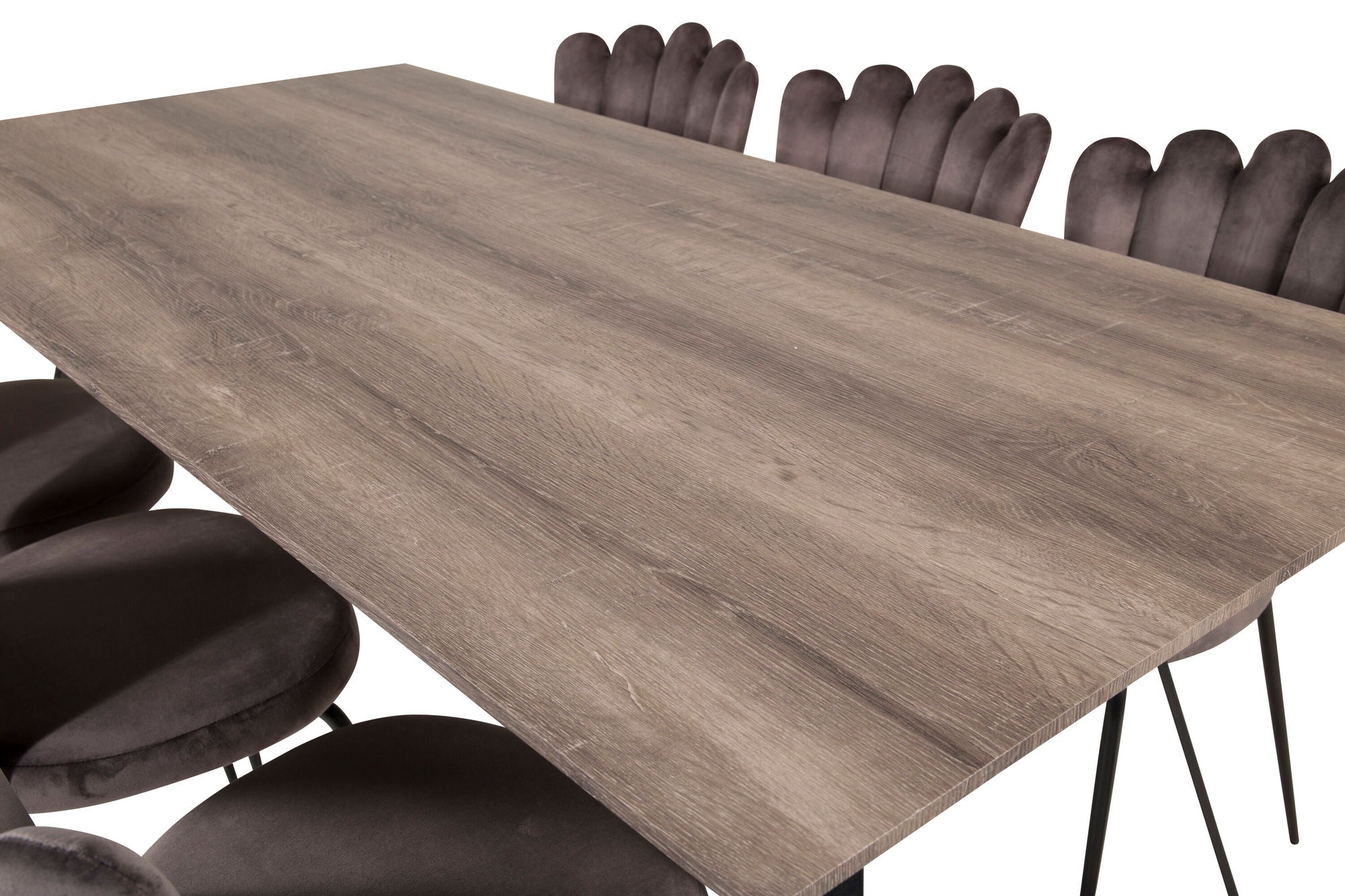 Venture Home Marina Matbord - Svart / Grå Ek - 180*90*H75+Limhamn Light - stol - Grey Velvet_6