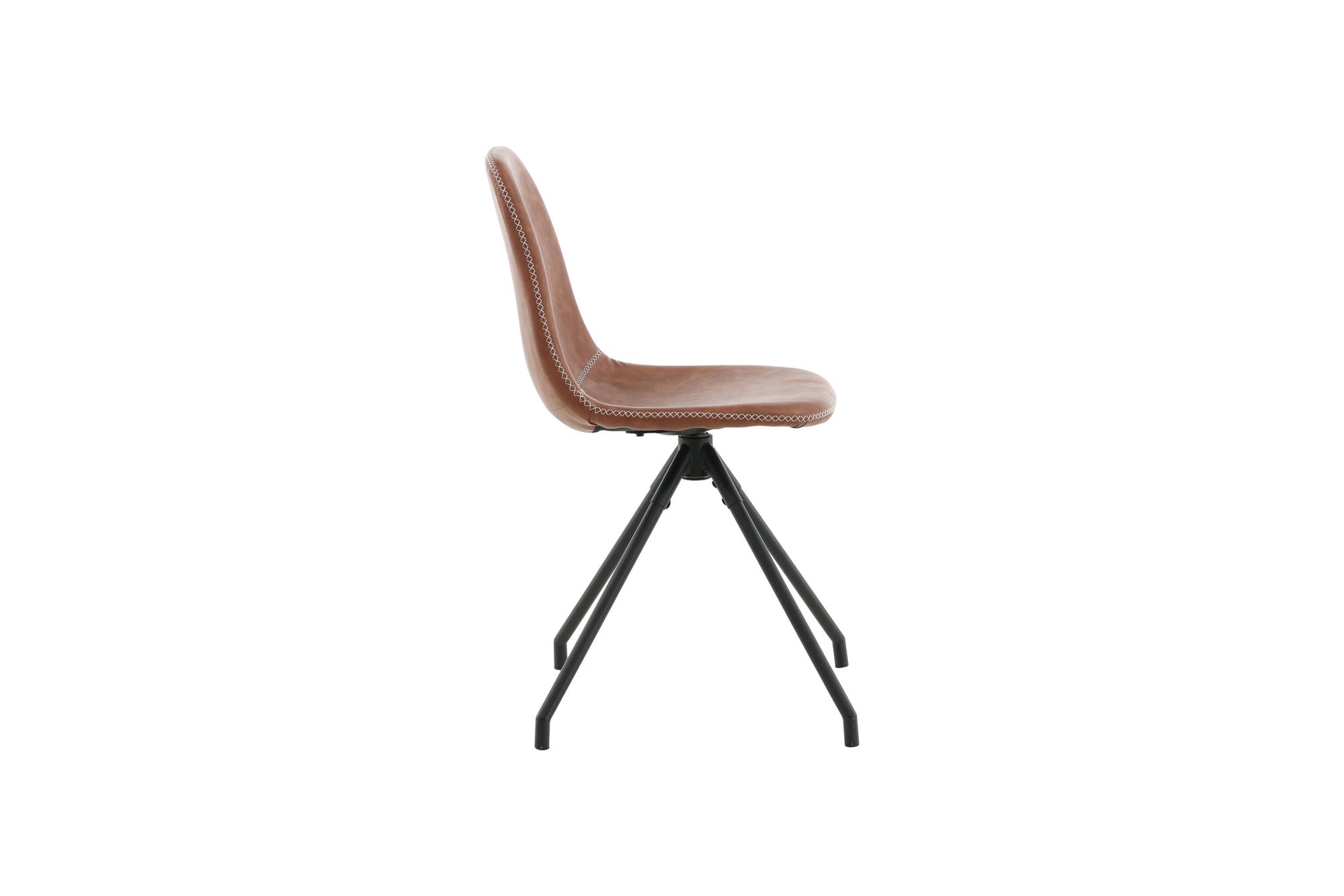 Venture Home Polar Spisebordsstol With Spin Function 2-pack - Black Legs - Brown PU - White Stitches