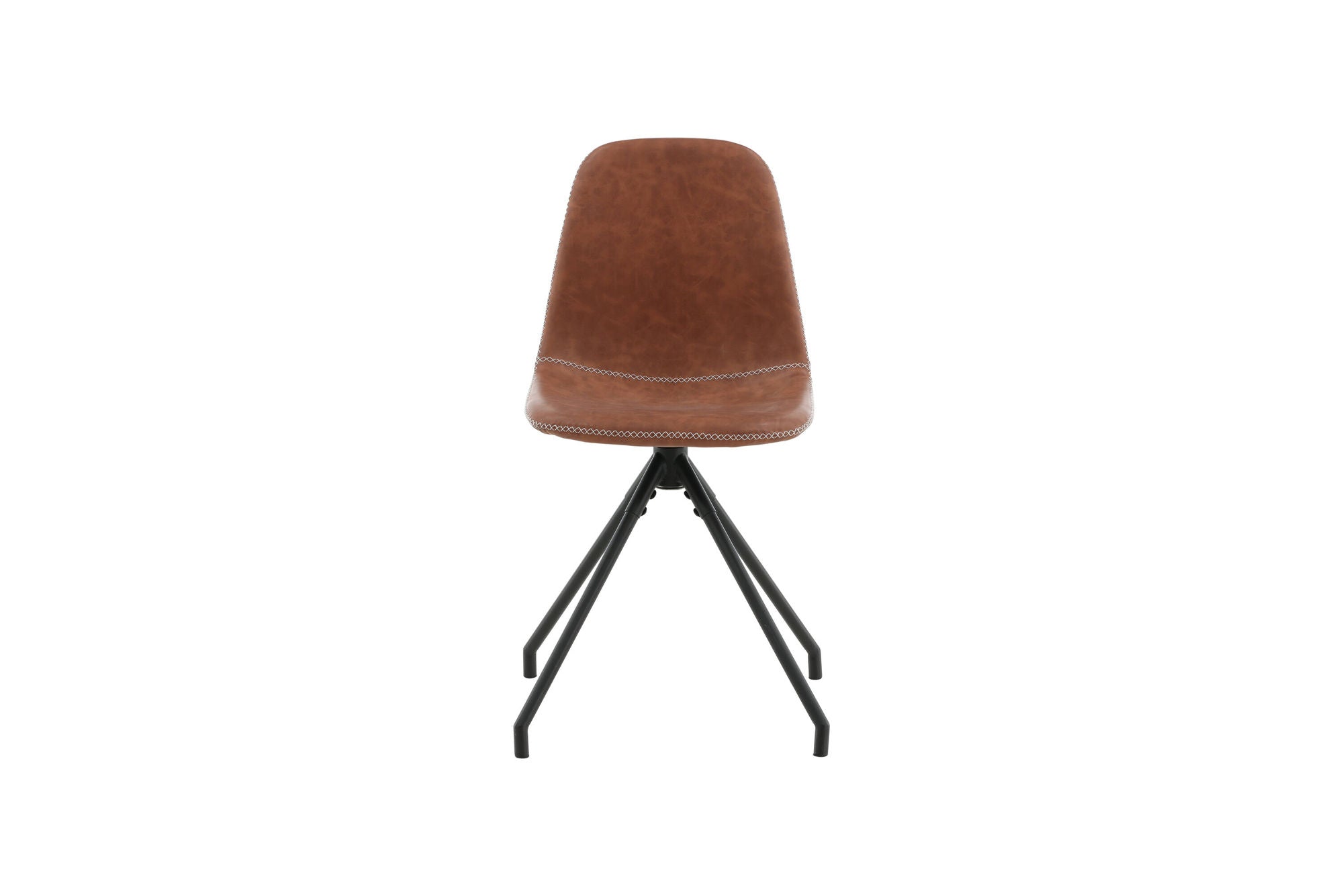 Venture Home Polar Spisebordsstol With Spin Function 2-pack - Black Legs - Brown PU - White Stitches