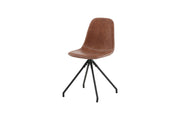 Venture Home Polar Spisebordsstol With Spin Function 2-pack - Black Legs - Brown PU - White Stitches