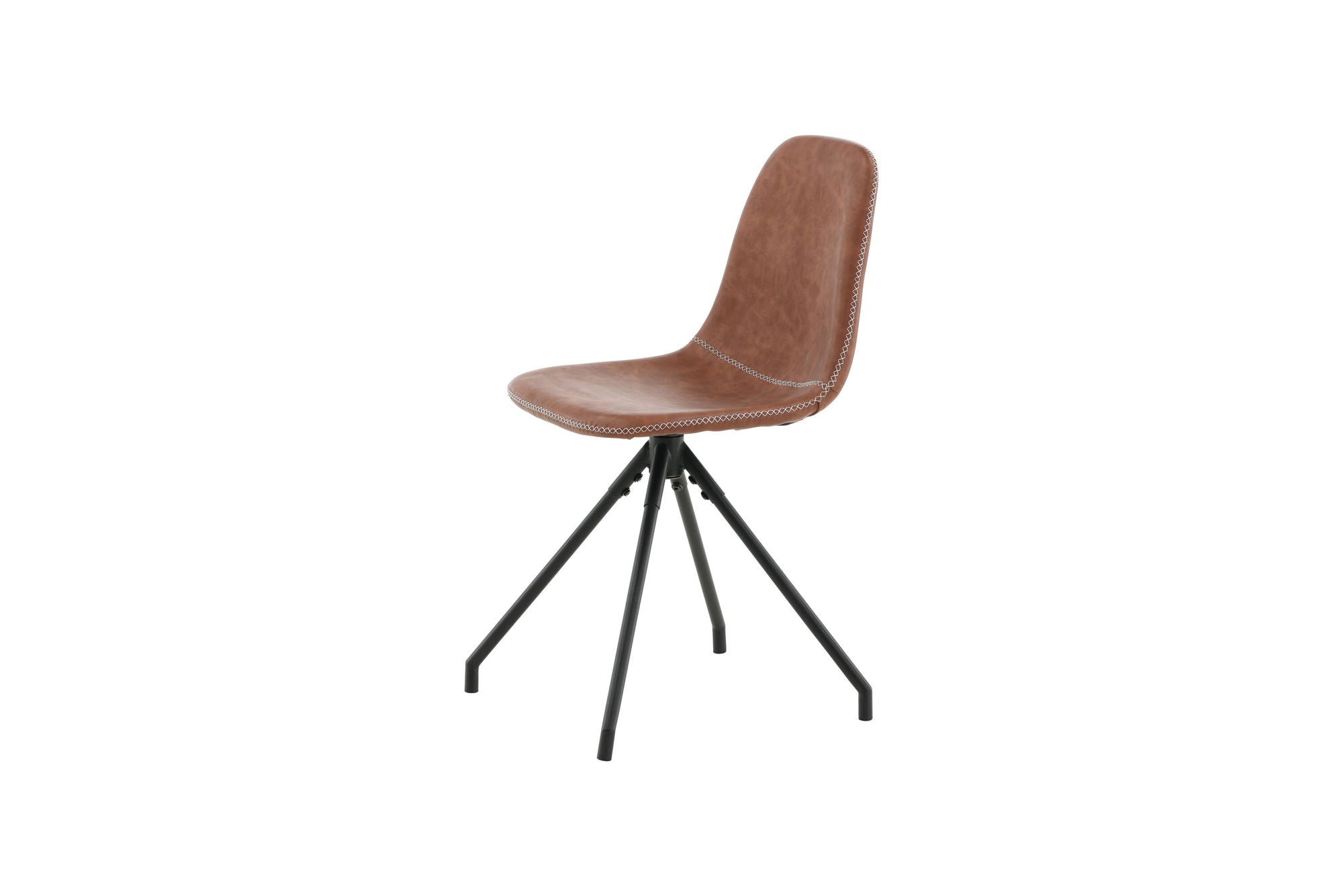 Venture Home Polar Spisebordsstol With Spin Function 2-pack - Black Legs - Brown PU - White Stitches