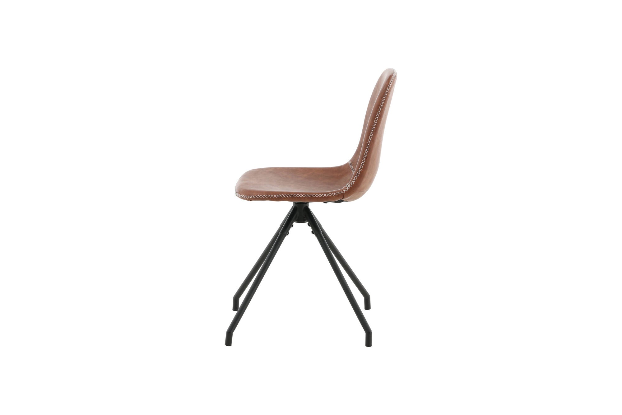 Venture Home Polar Spisebordsstol With Spin Function 2-pack - Black Legs - Brown PU - White Stitches
