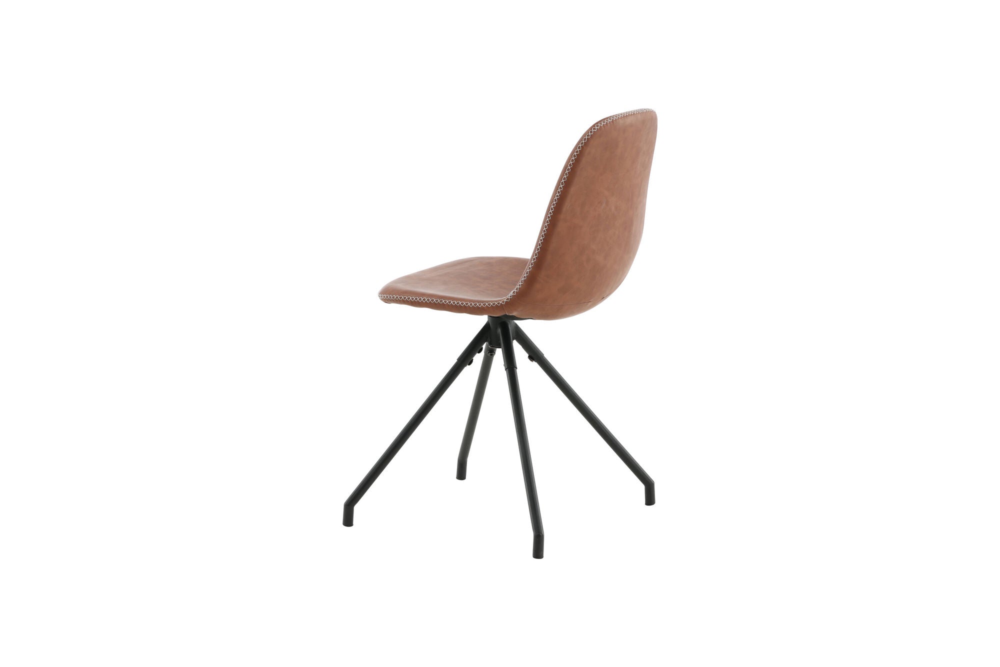 Venture Home Polar Spisebordsstol With Spin Function 2-pack - Black Legs - Brown PU - White Stitches