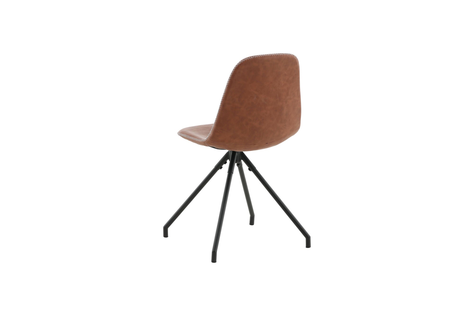 Venture Home Polar Spisebordsstol With Spin Function 2-pack - Black Legs - Brown PU - White Stitches
