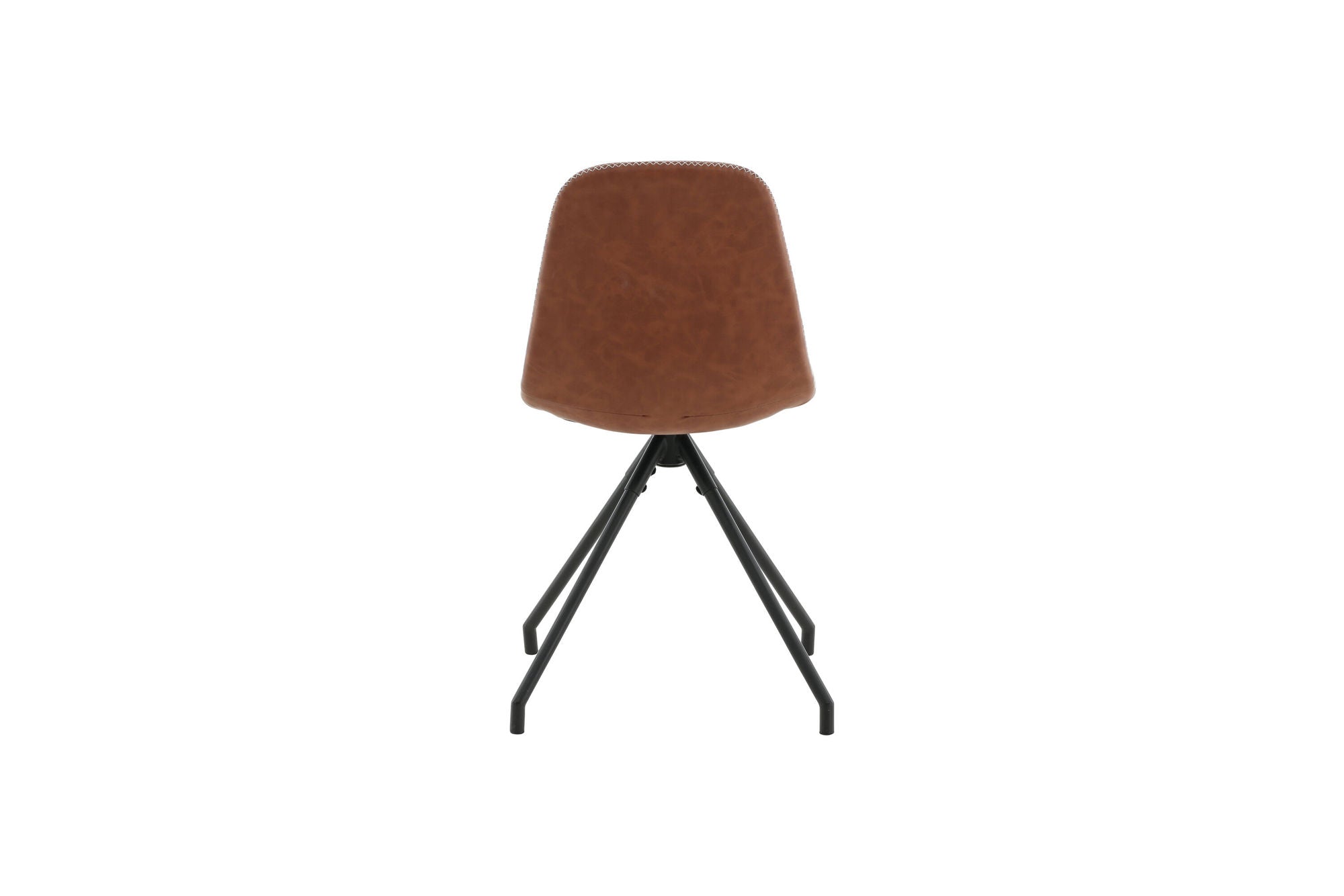 Venture Home Polar Spisebordsstol With Spin Function 2-pack - Black Legs - Brown PU - White Stitches
