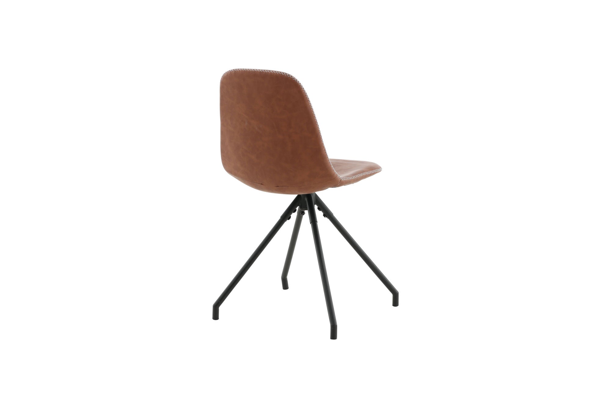Venture Home Polar Spisebordsstol With Spin Function 2-pack - Black Legs - Brown PU - White Stitches