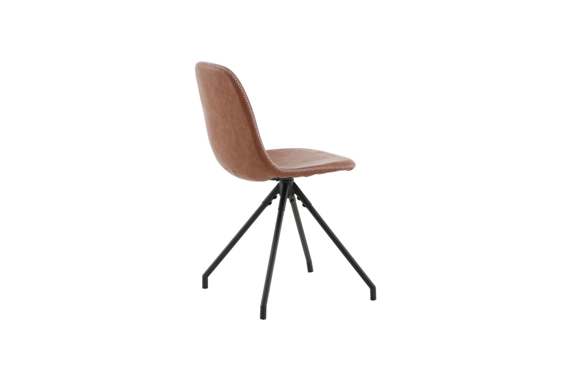 Venture Home Polar Spisebordsstol With Spin Function 2-pack - Black Legs - Brown PU - White Stitches
