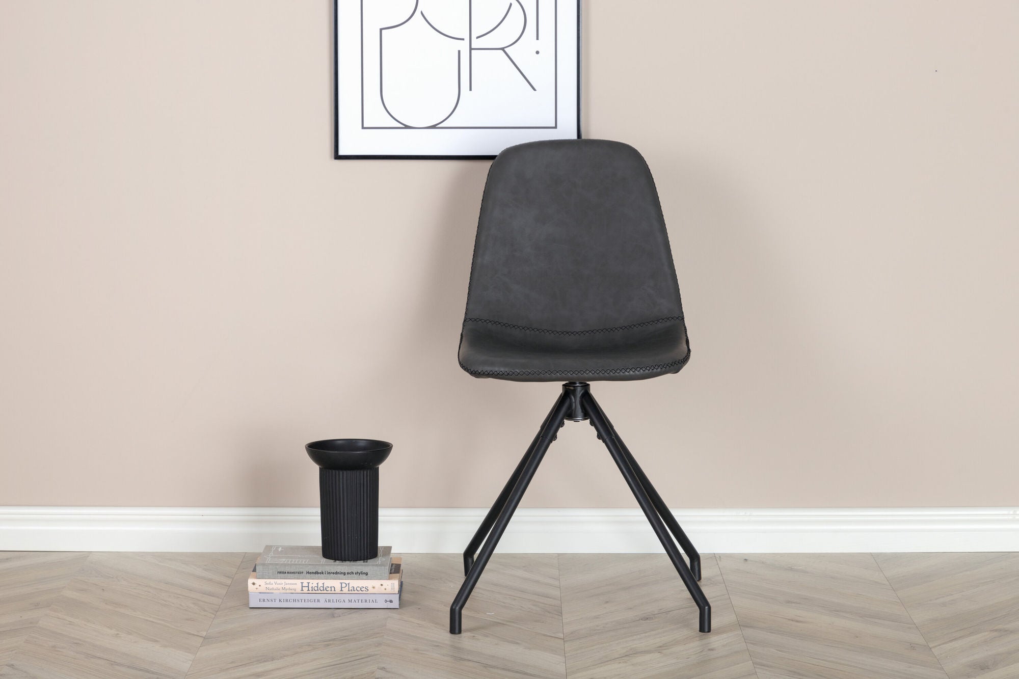 Venture Home Polar Spisebordsstol With Spin Function 2-pack - Black Legs - Black PU - Black Stitches