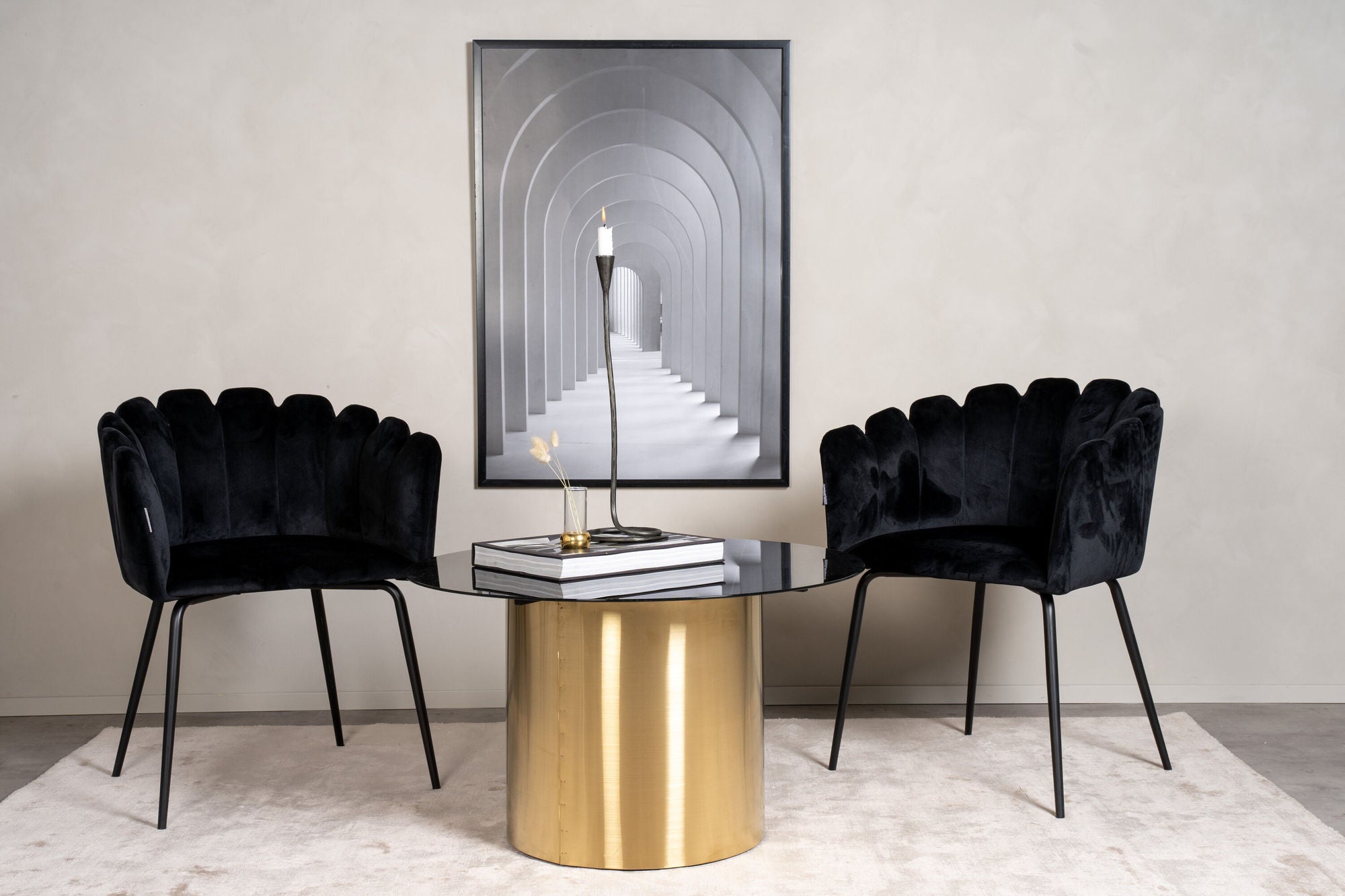 Furniture Fashion Ystad - Sofa bord - Smoked Glass / Shiny Brass
