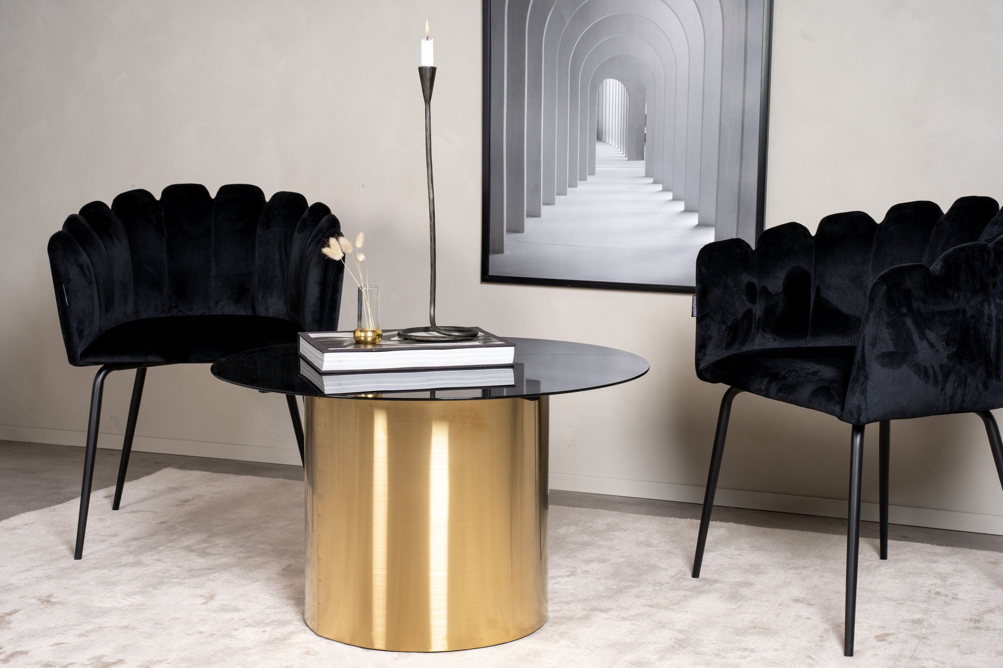 Furniture Fashion Ystad - Sofa bord - Smoked Glass / Shiny Brass