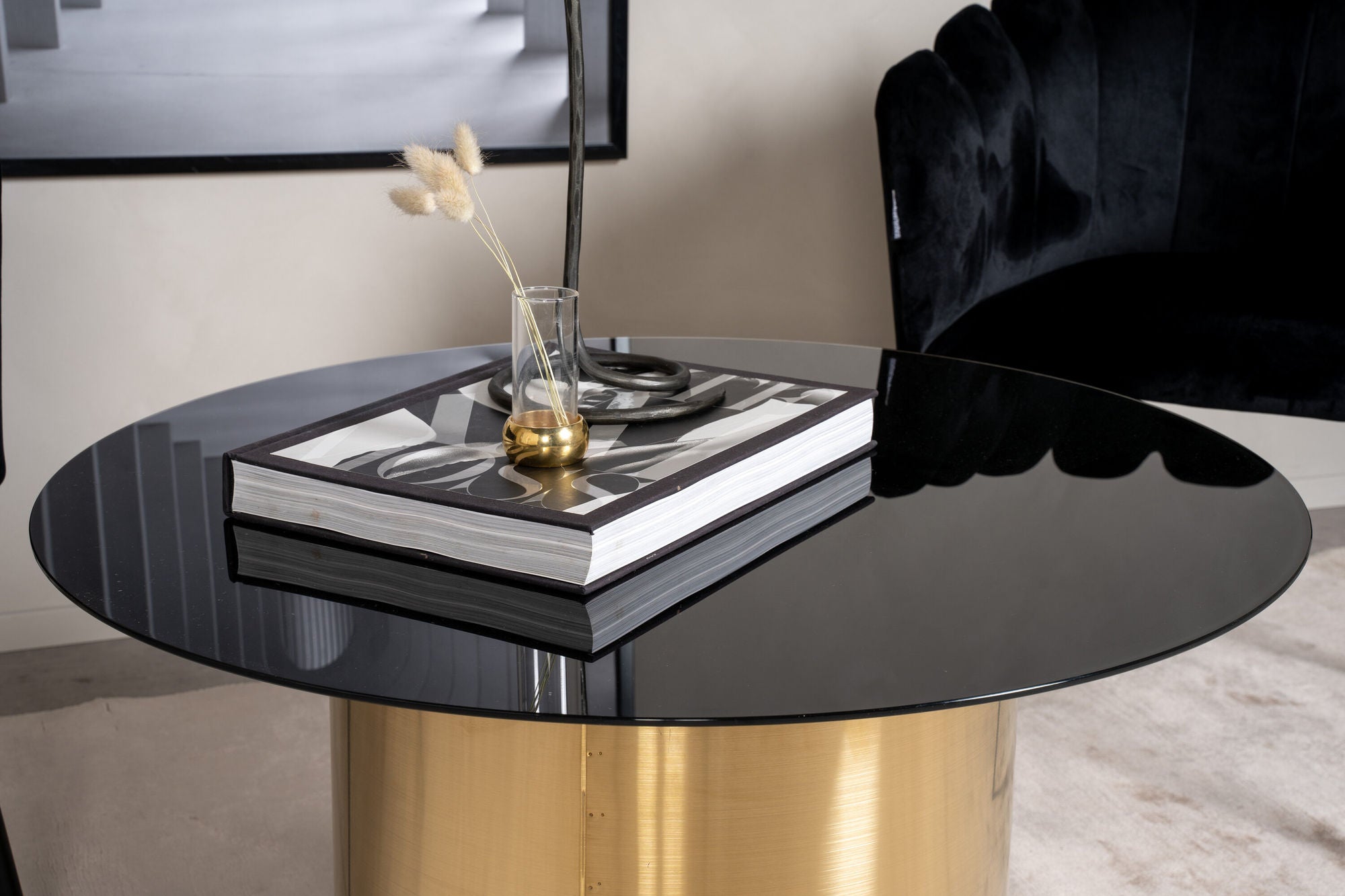 Furniture Fashion Ystad - Sofa bord - Smoked Glass / Shiny Brass