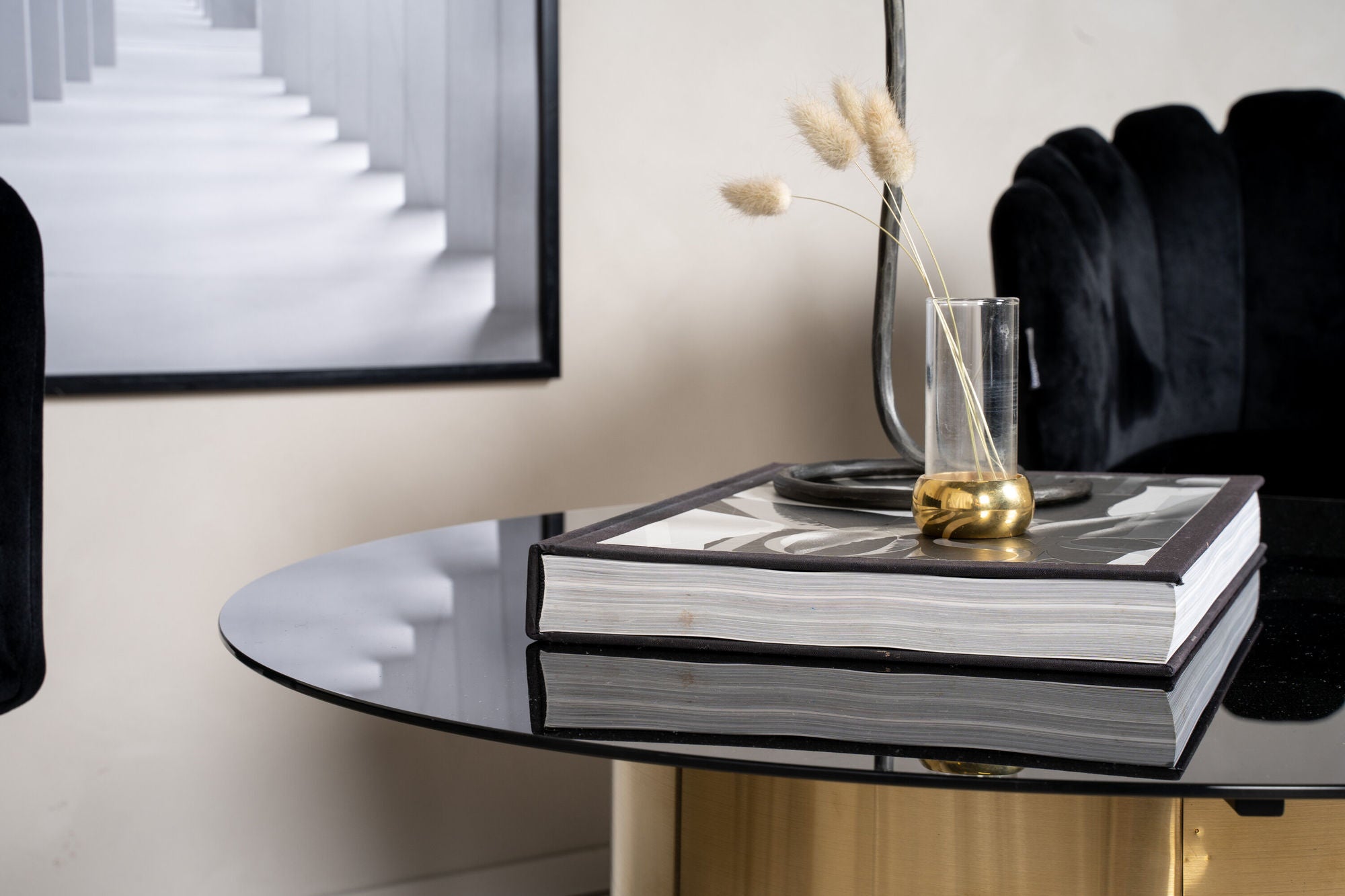 Furniture Fashion Ystad - Sofa bord - Smoked Glass / Shiny Brass