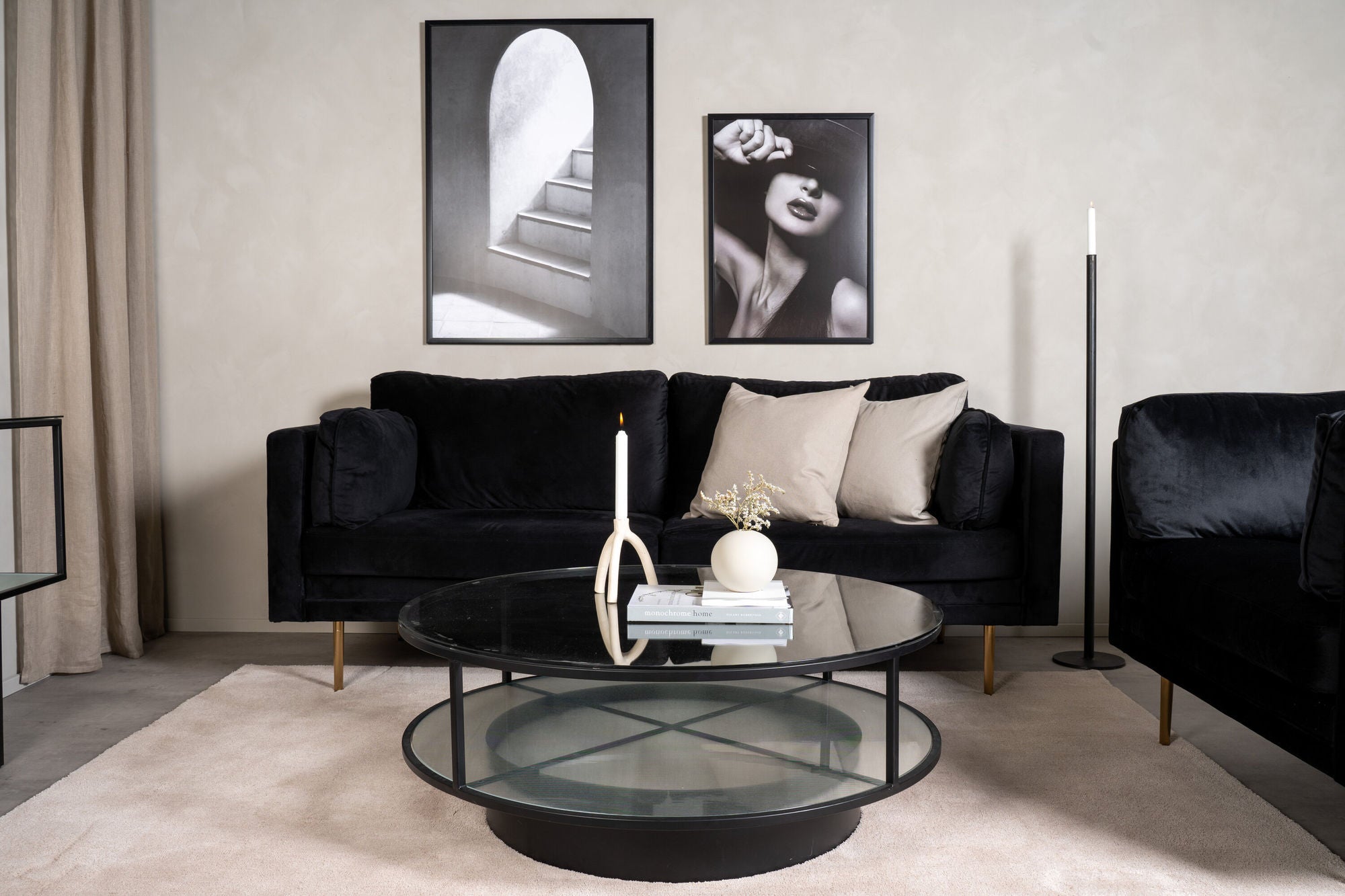 Furniture Fashion Falsterbo - Sofa bord rund - Glass / Black