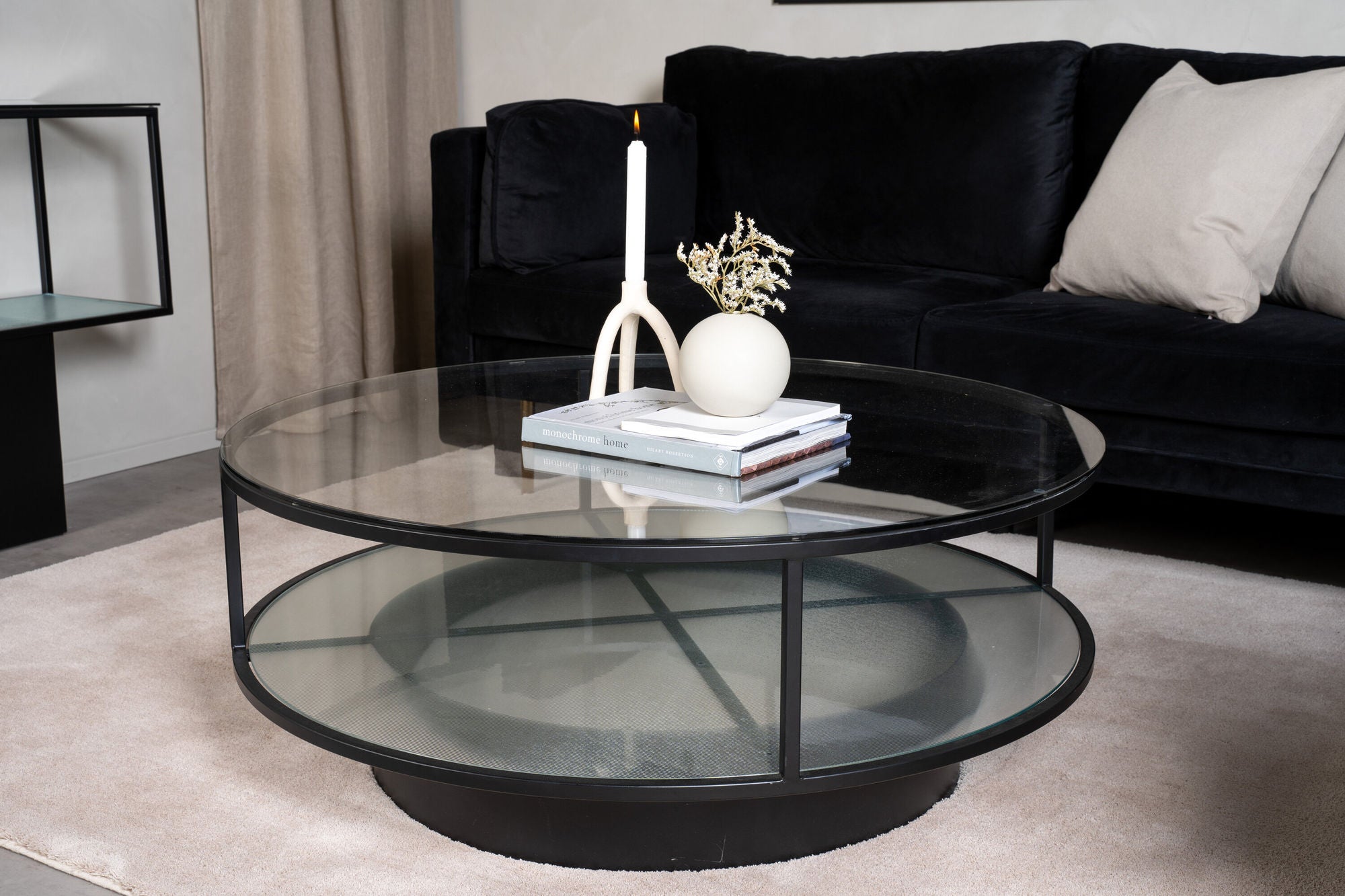 Furniture Fashion Falsterbo - Sofa bord rund - Glass / Black