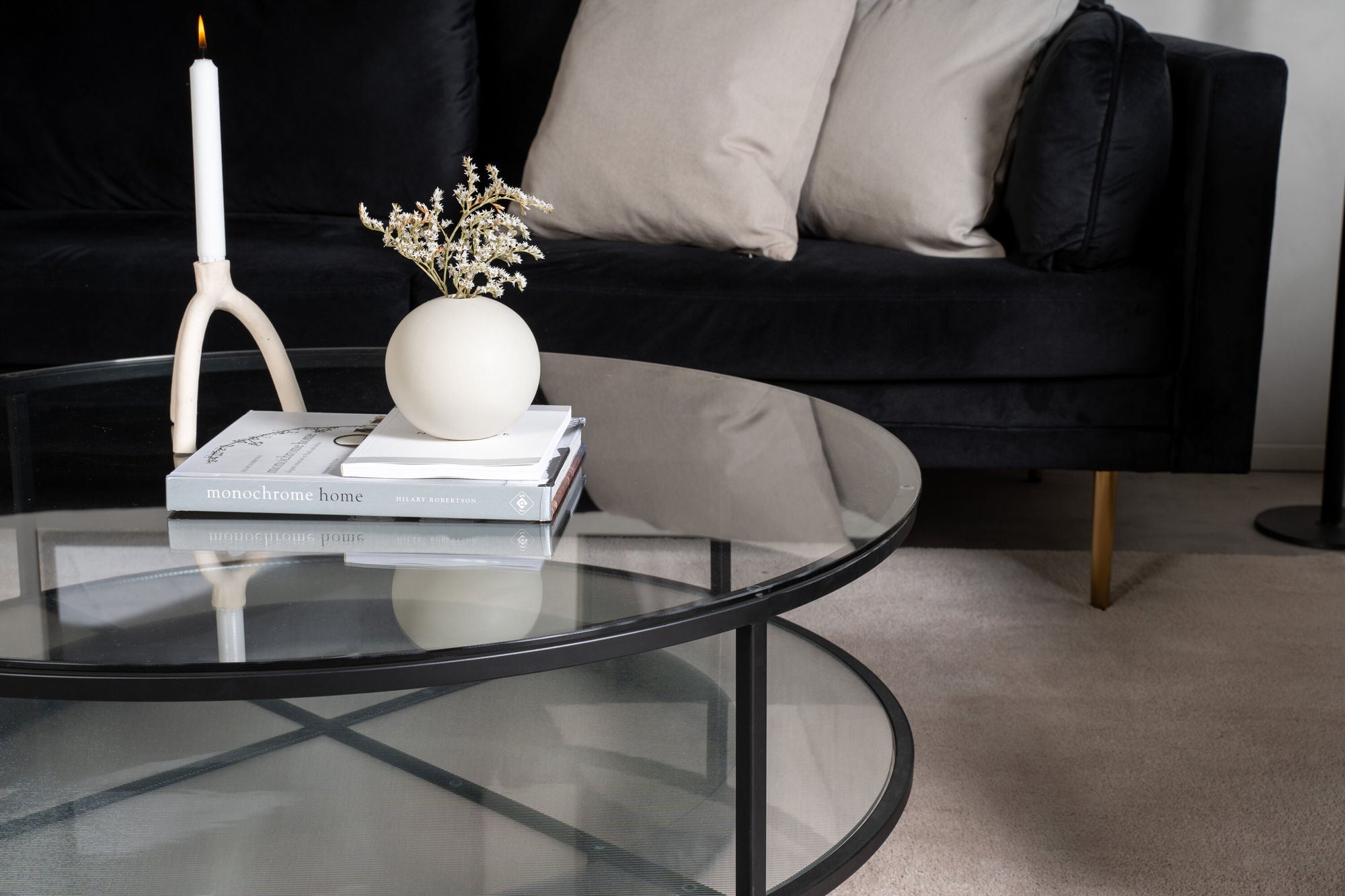 Furniture Fashion Falsterbo - Sofa bord rund - Glass / Black