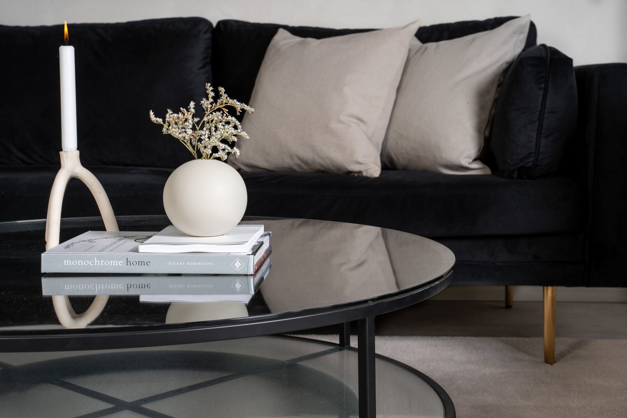 Furniture Fashion Falsterbo - Sofa bord rund - Glass / Black