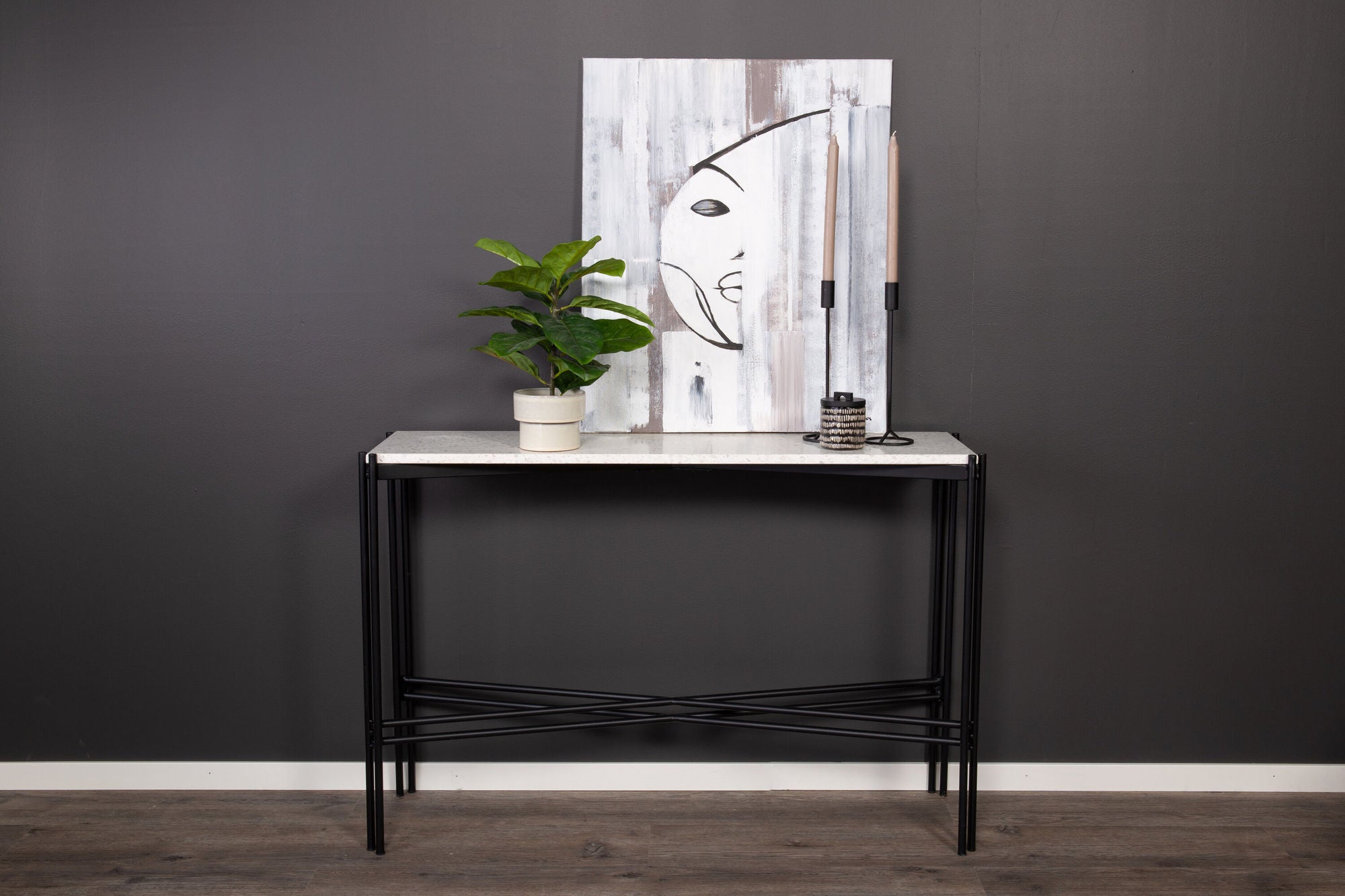Venture Home Razzia Side bord 110*30*75 White Terazzo / Black