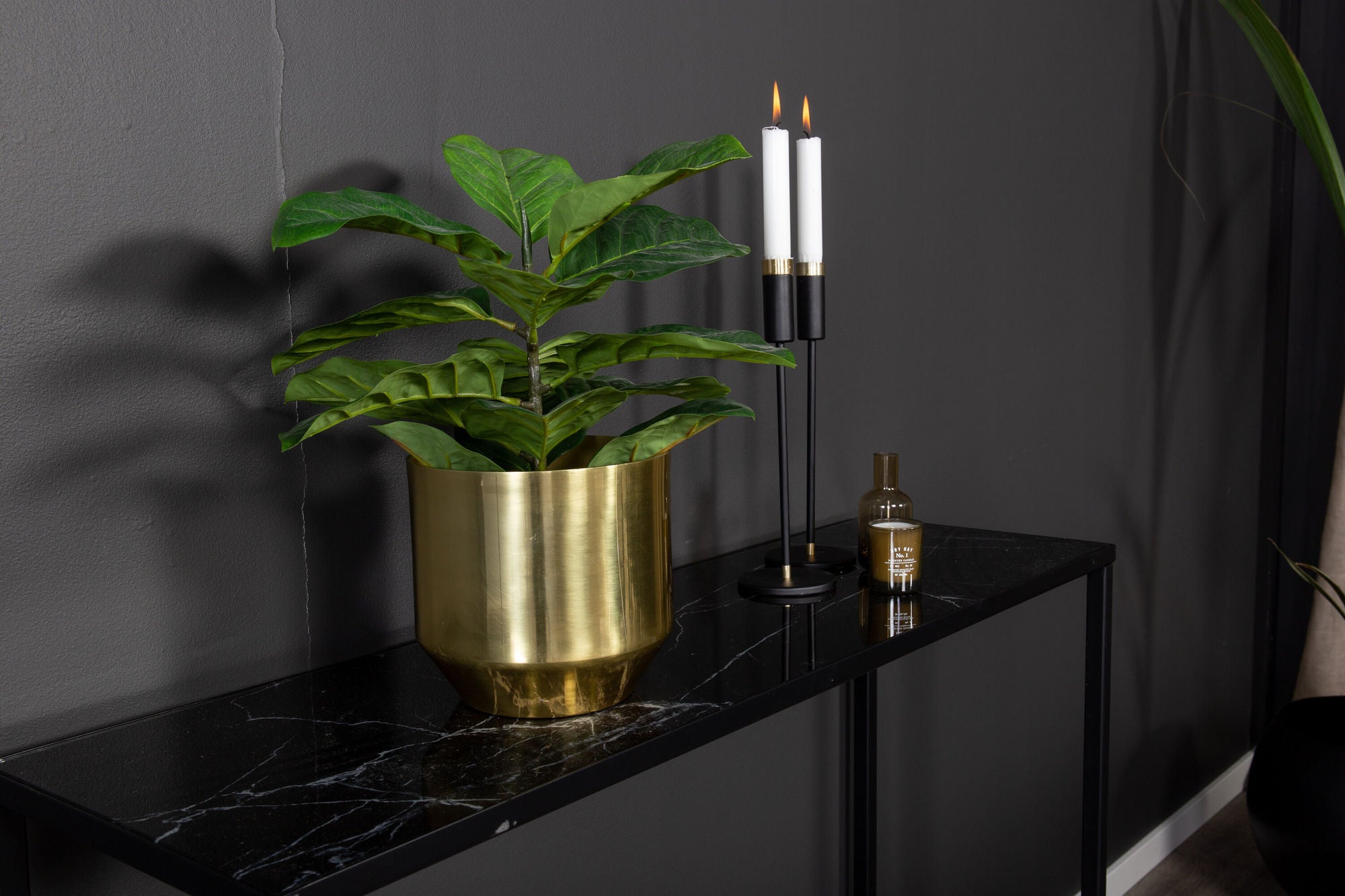 Venture Home Dipp Side bord with reol 100*30*75 - Black / Brass