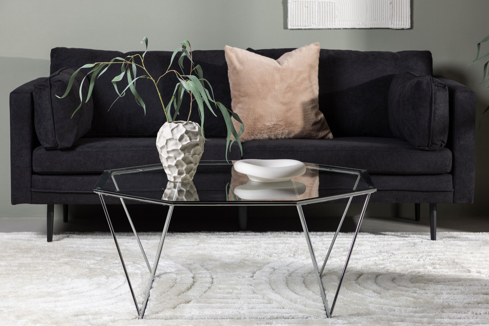 Furniture Fashion Österlen Sofa bord - Silver Chrome / Clear glass