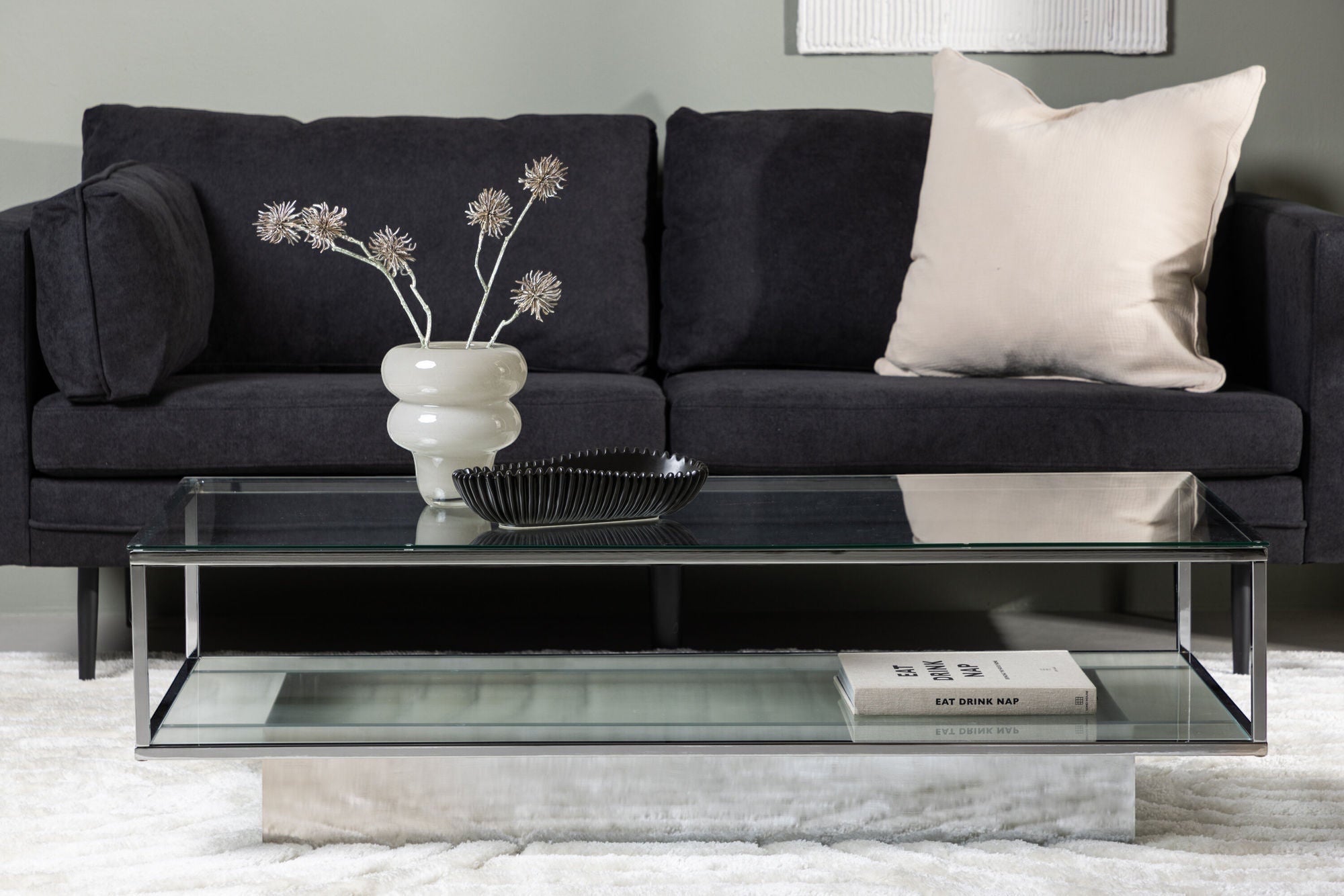 Furniture Fashion Maglehem Sofa bord - Silver Chrome / Clear glass