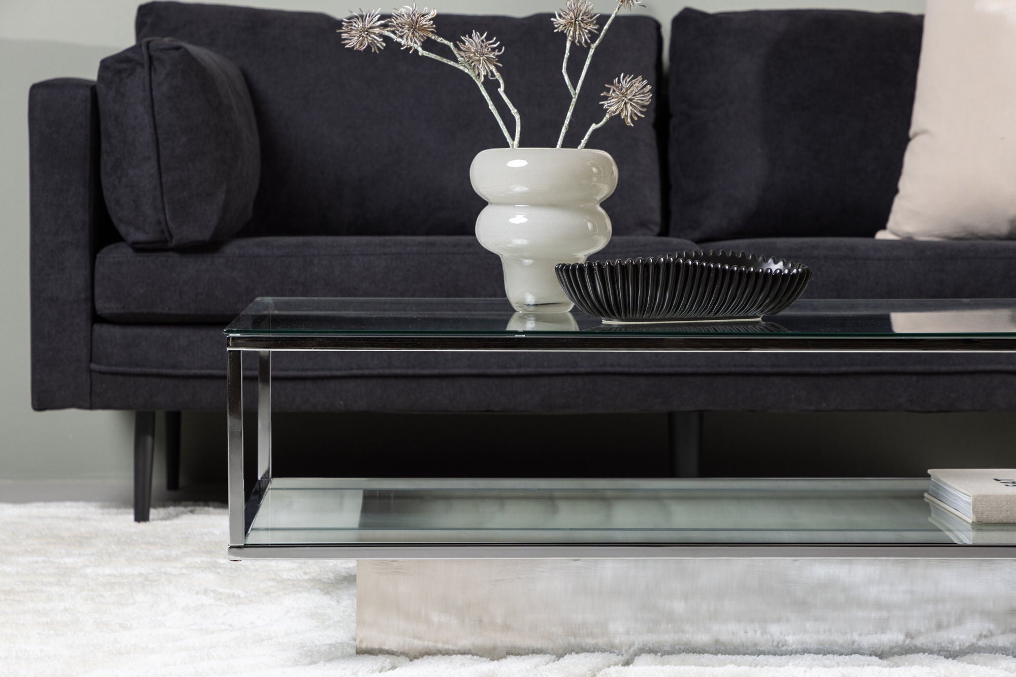 Furniture Fashion Maglehem Sofa bord - Silver Chrome / Clear glass