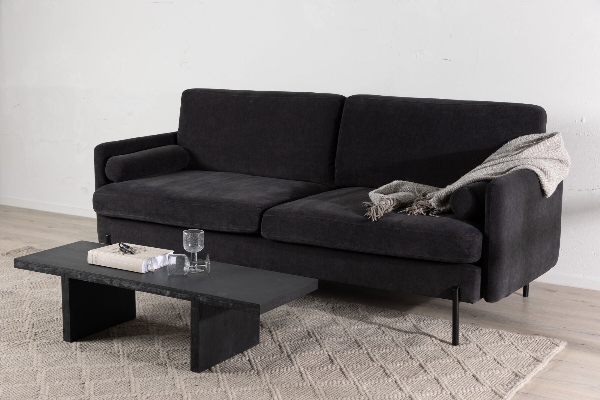 Venture Home Antibes 3-seat sofa - Dark Grey Velour Fabric