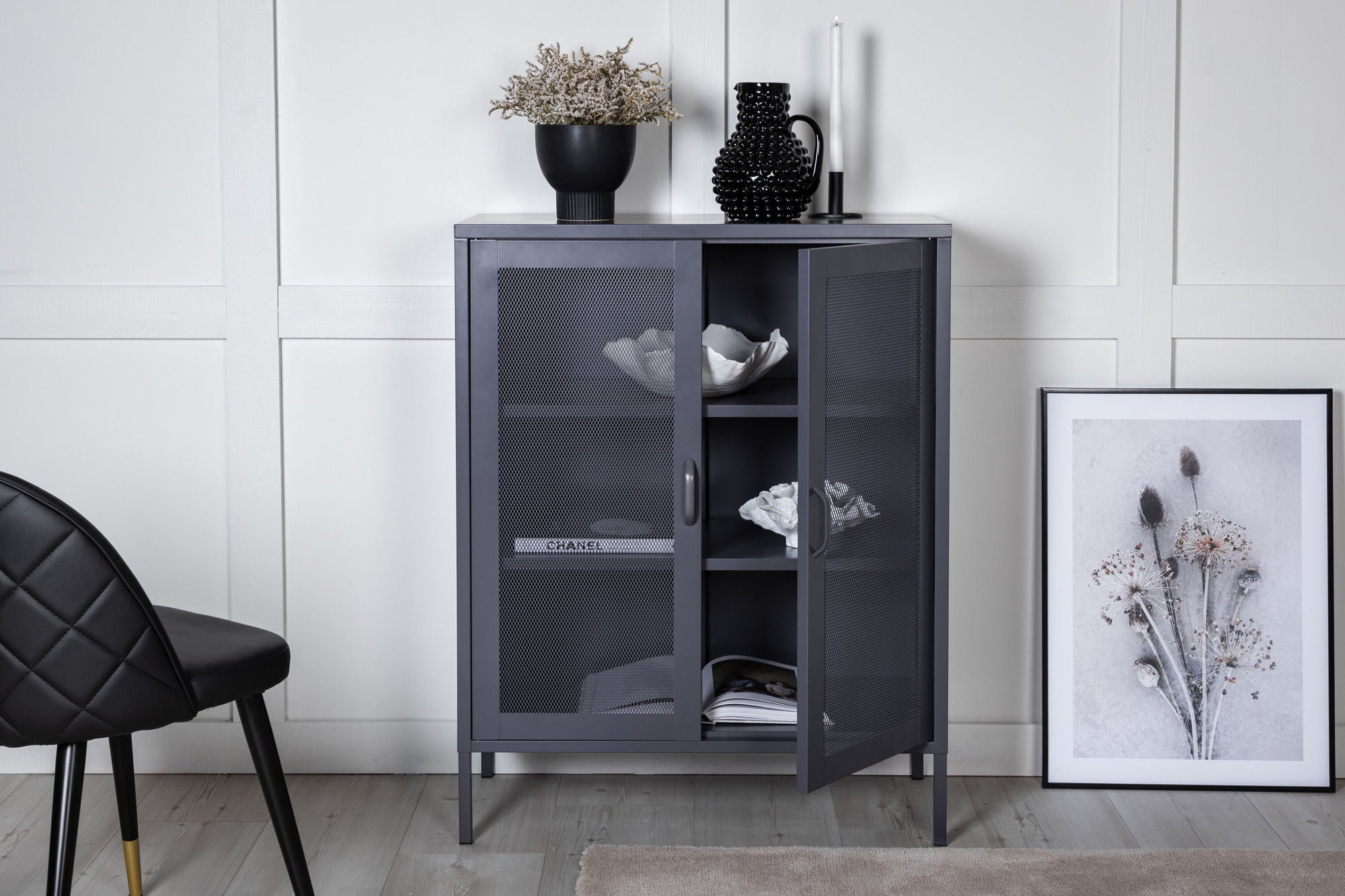 Venture Home Misha - Low cabinet mesh doors - Grey - Ersätts av 25360-205