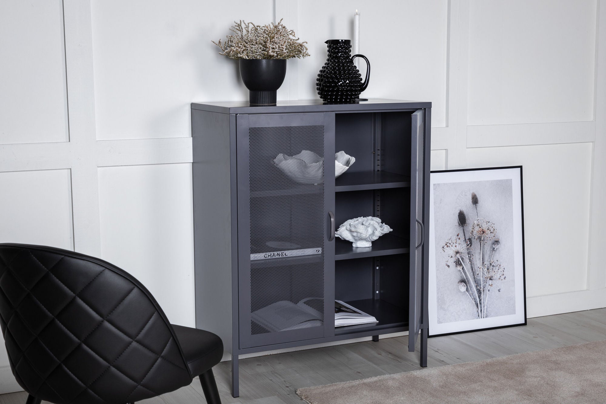 Venture Home Misha - Low cabinet mesh doors - Grey - Ersätts av 25360-205