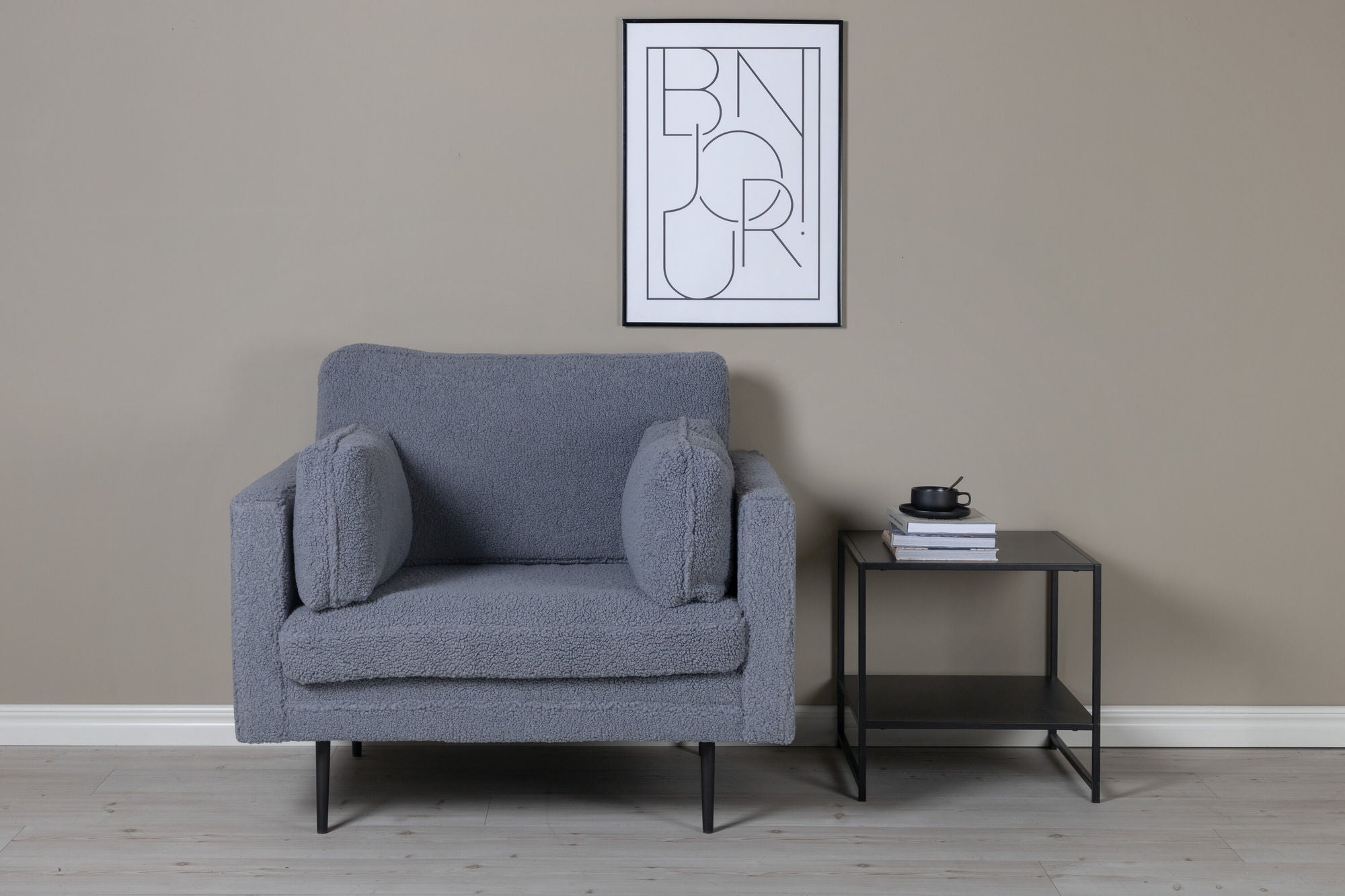 Venture Home Boom Single stol - Teddy Fabric Dark Grey
