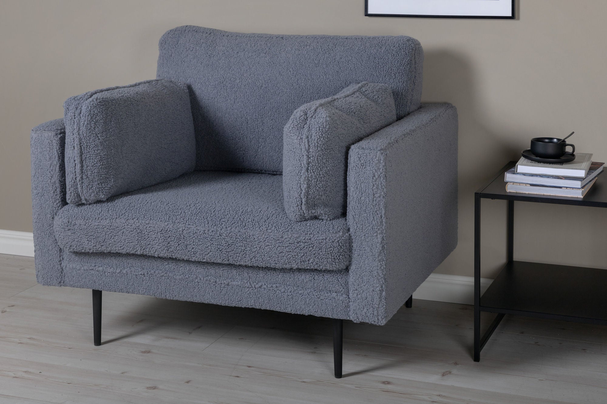 Venture Home Boom Single stol - Teddy Fabric Dark Grey