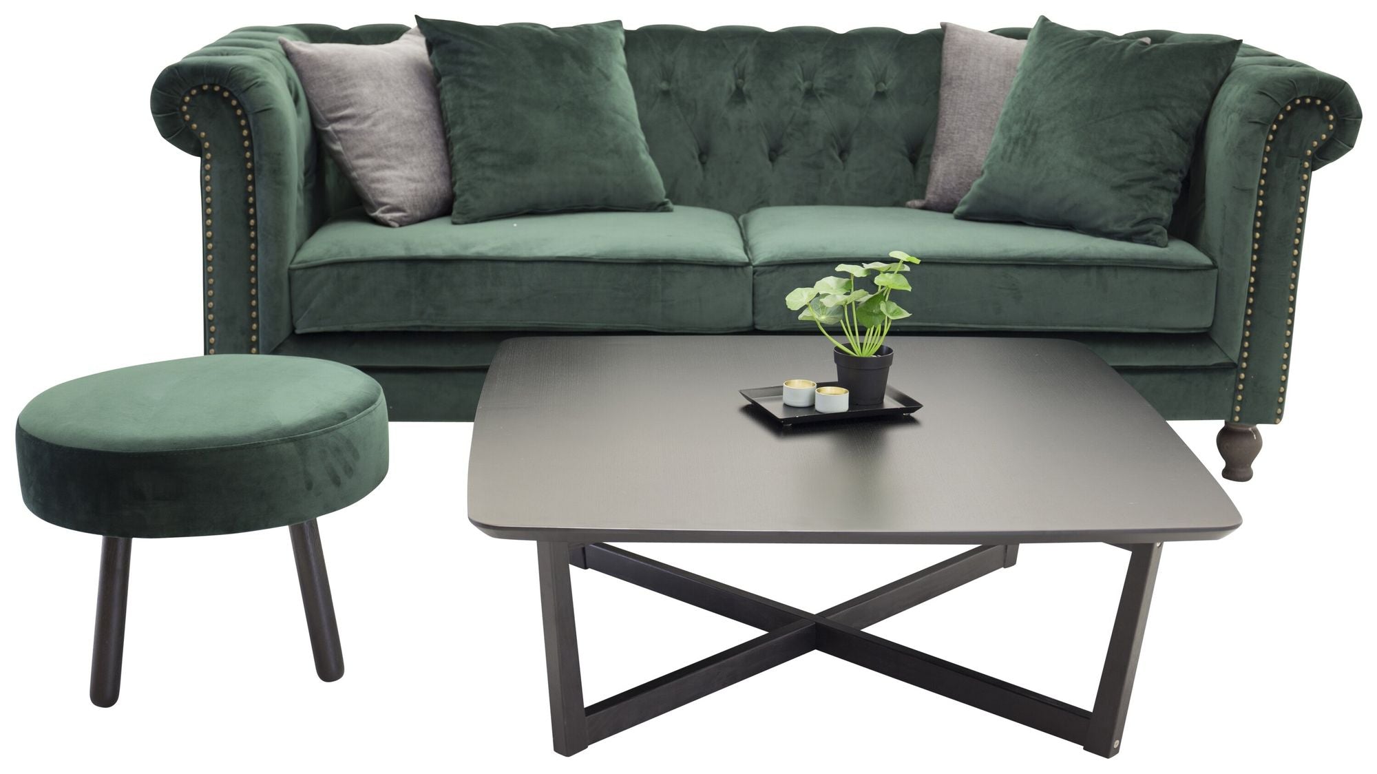 Venture Home Velvet 3-sitssoffa - Mossgrön Sammet