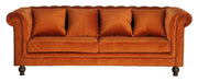 Venture Home Velvet 3-seat sofa - Rusty Orange - Inc 4 pillows